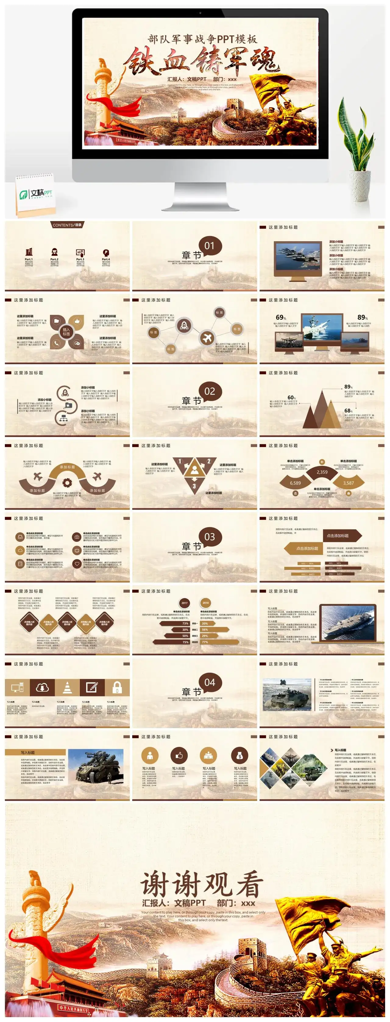 部队军事战争演戏现代化专用PPT模板