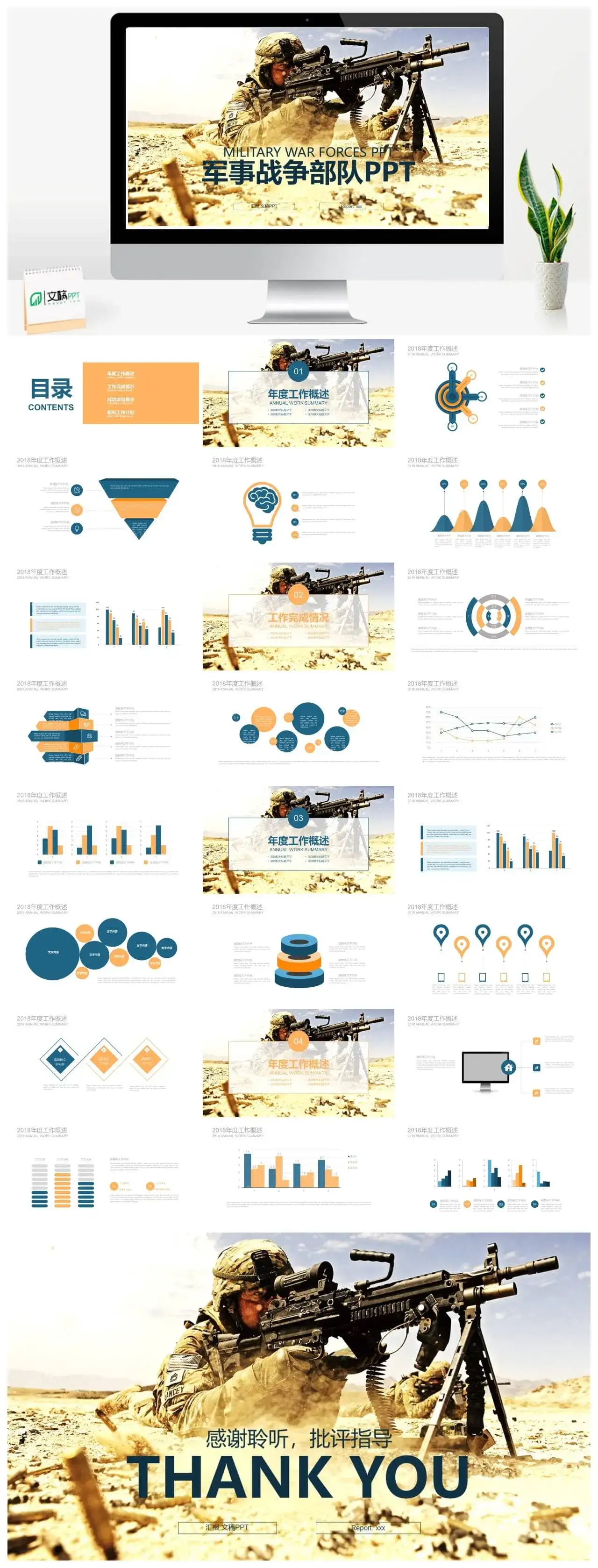 战场场面现代战争部队军事PPT模板