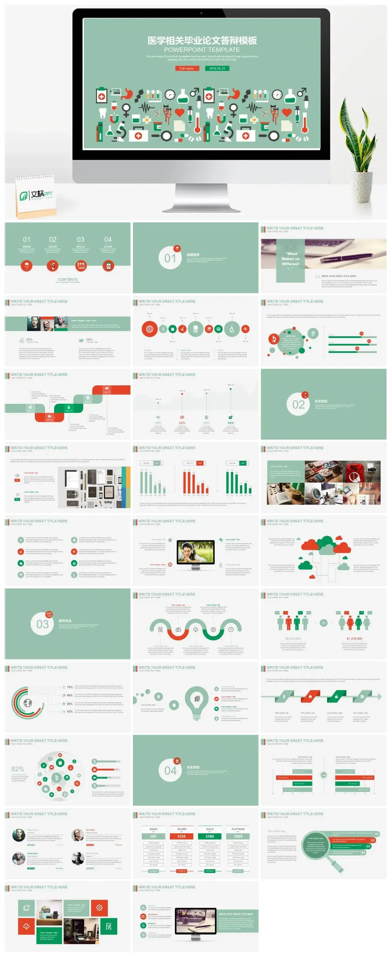 医学相关毕业论文答辩PPT模板