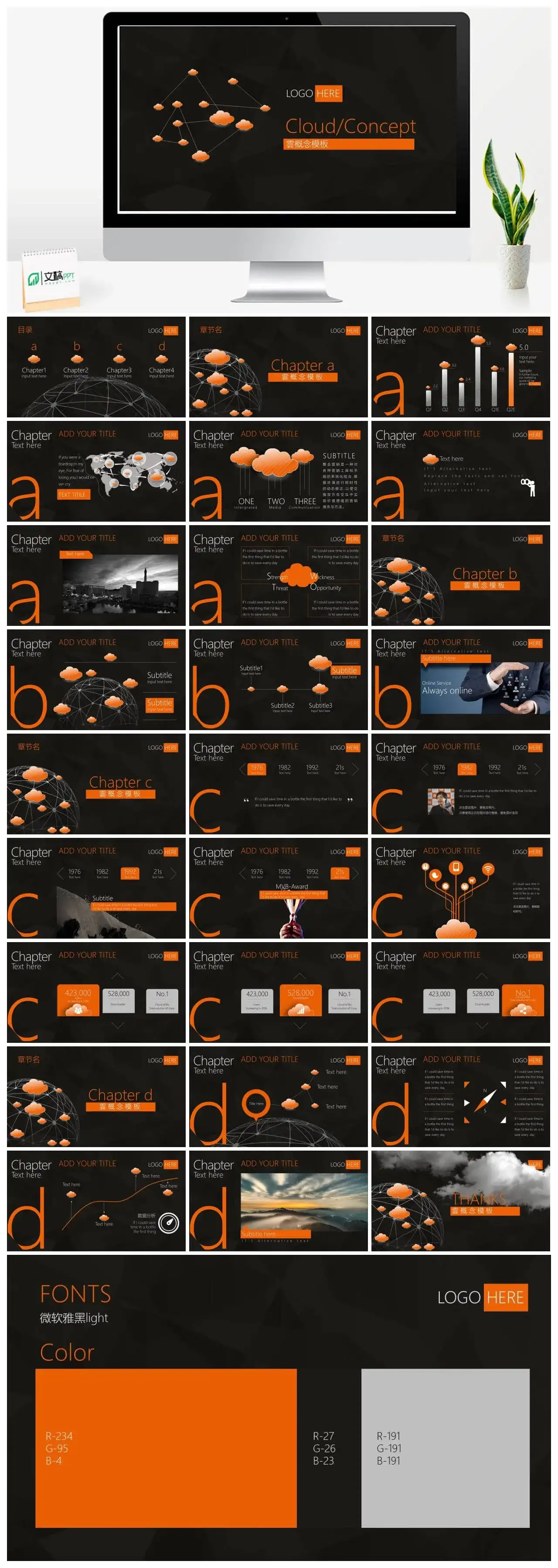 云服务云技术云计算PPT模板