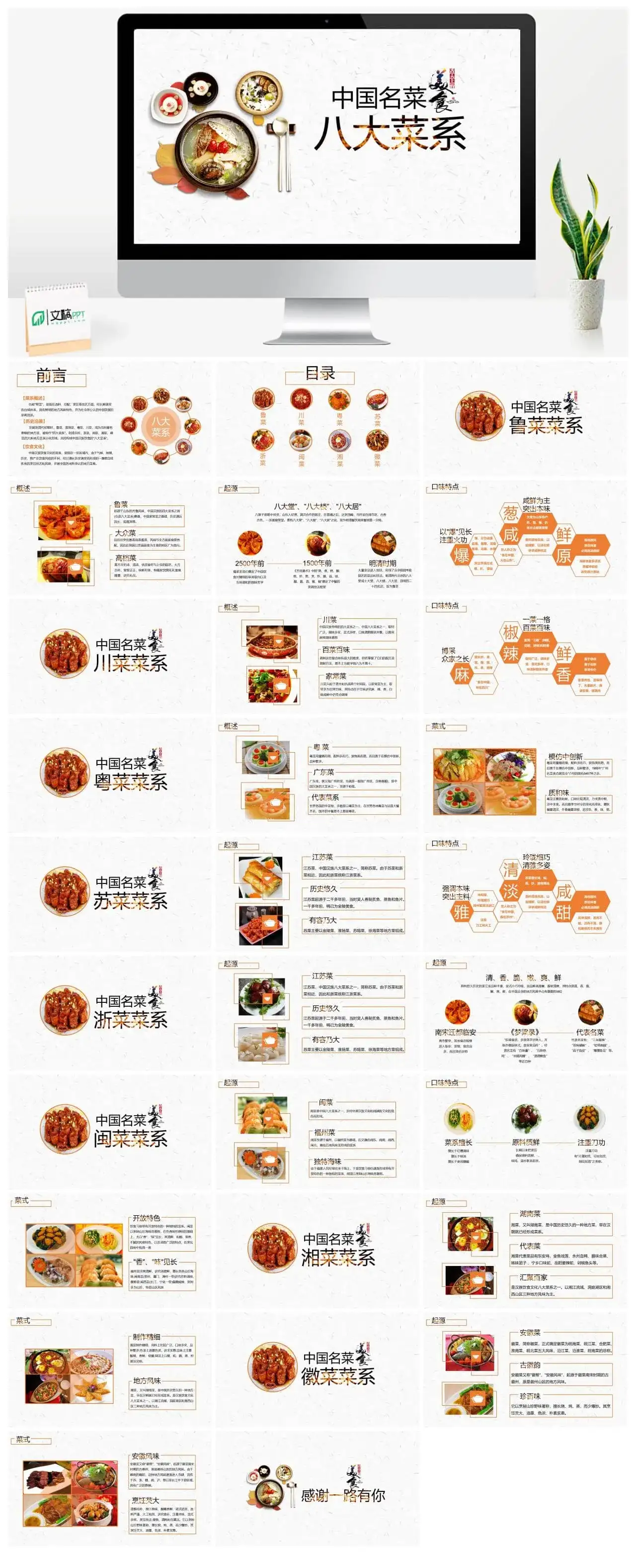 中国名菜八大菜系介绍PPT模板