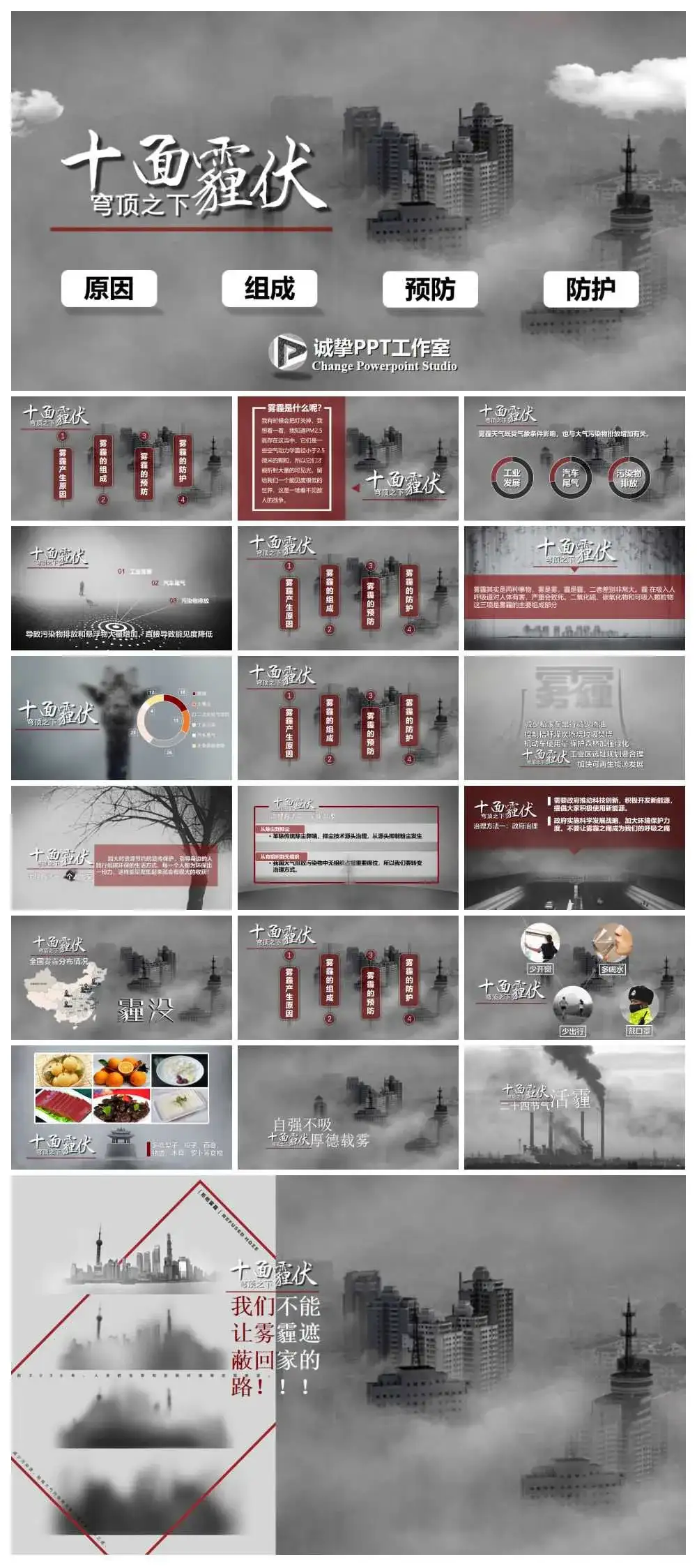雾霾成因防护雾霾天气PPT