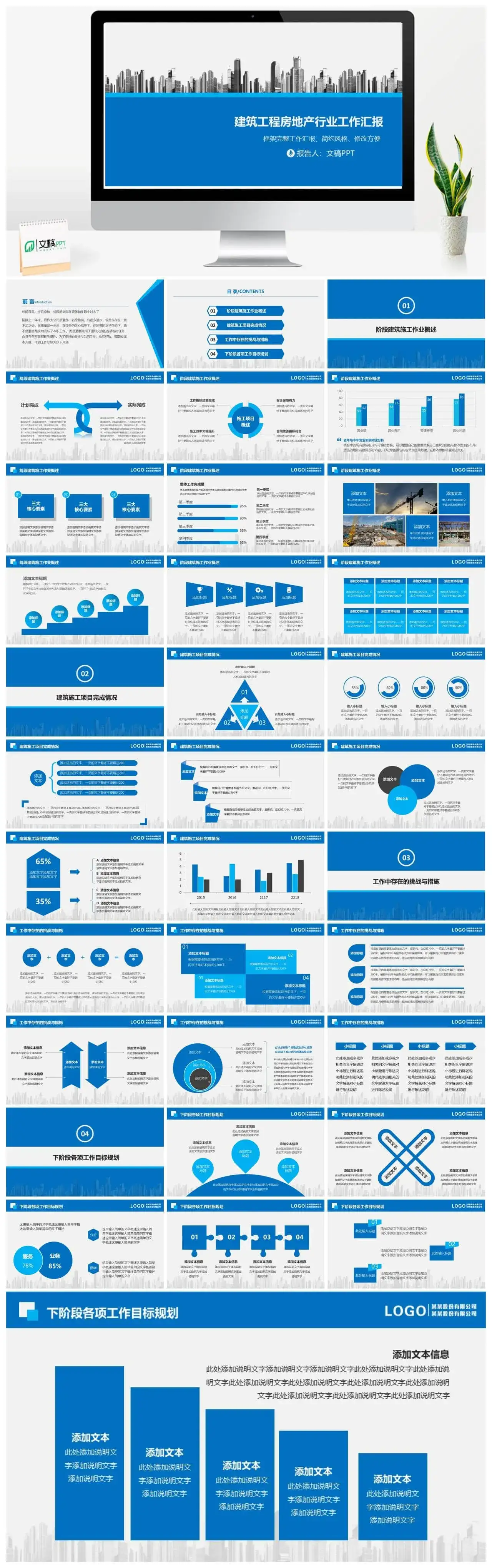 地产建筑施工项目报告PPT模板