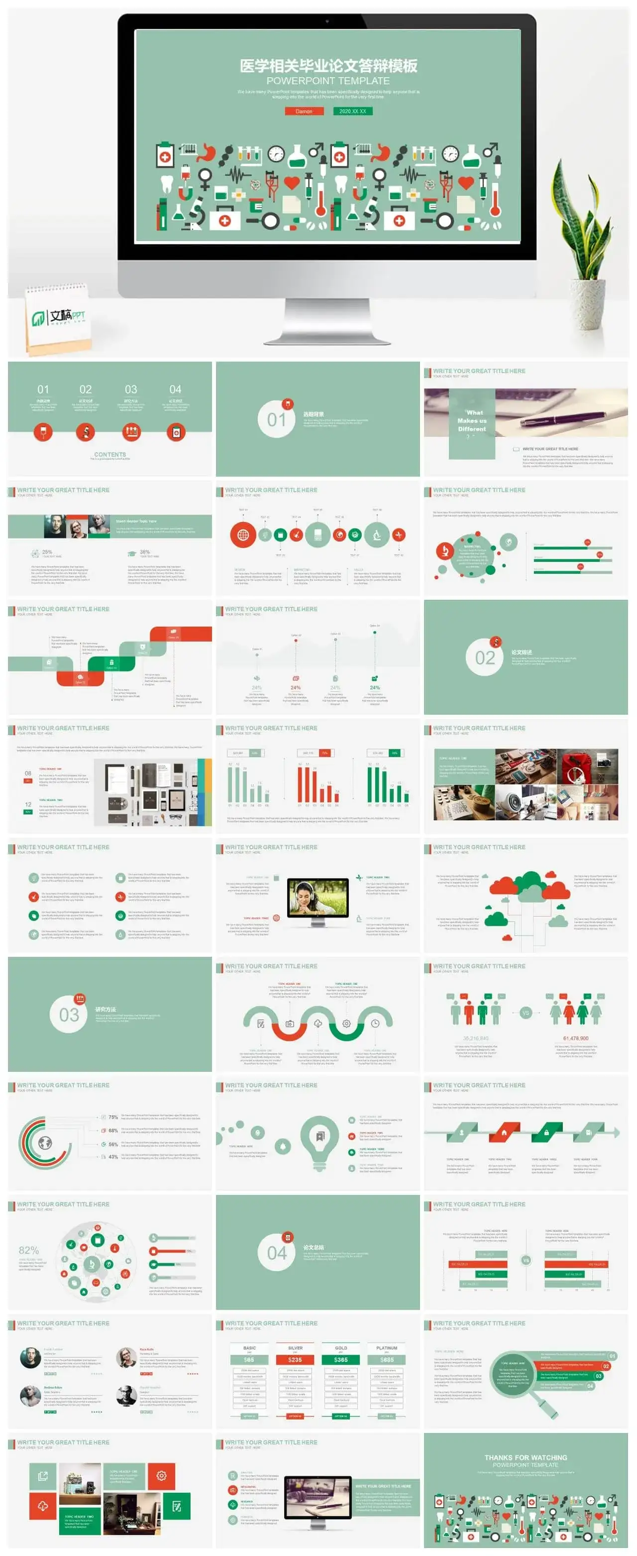 医学毕业论文答辩PPT模板