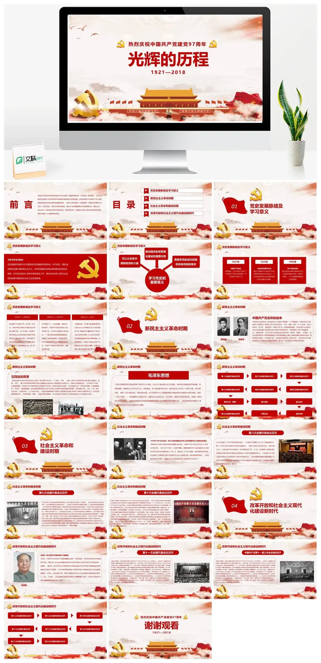 热烈庆祝建党节PPT模板