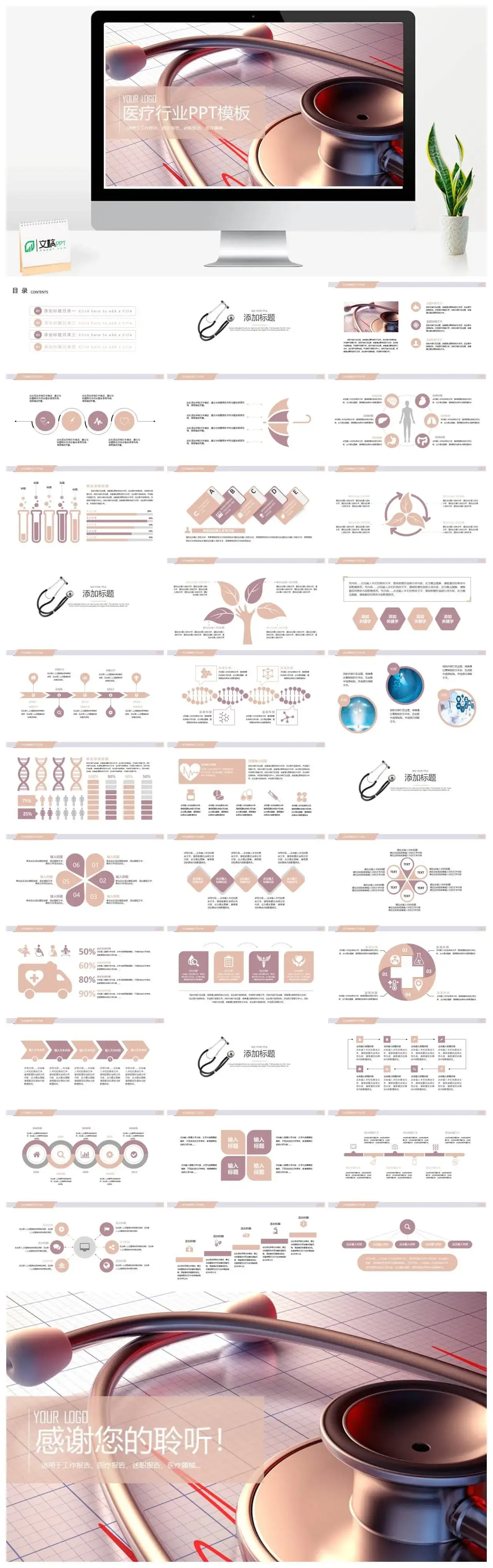 医学医疗行业医疗报告医疗器械精美简约时尚动态ppt模板