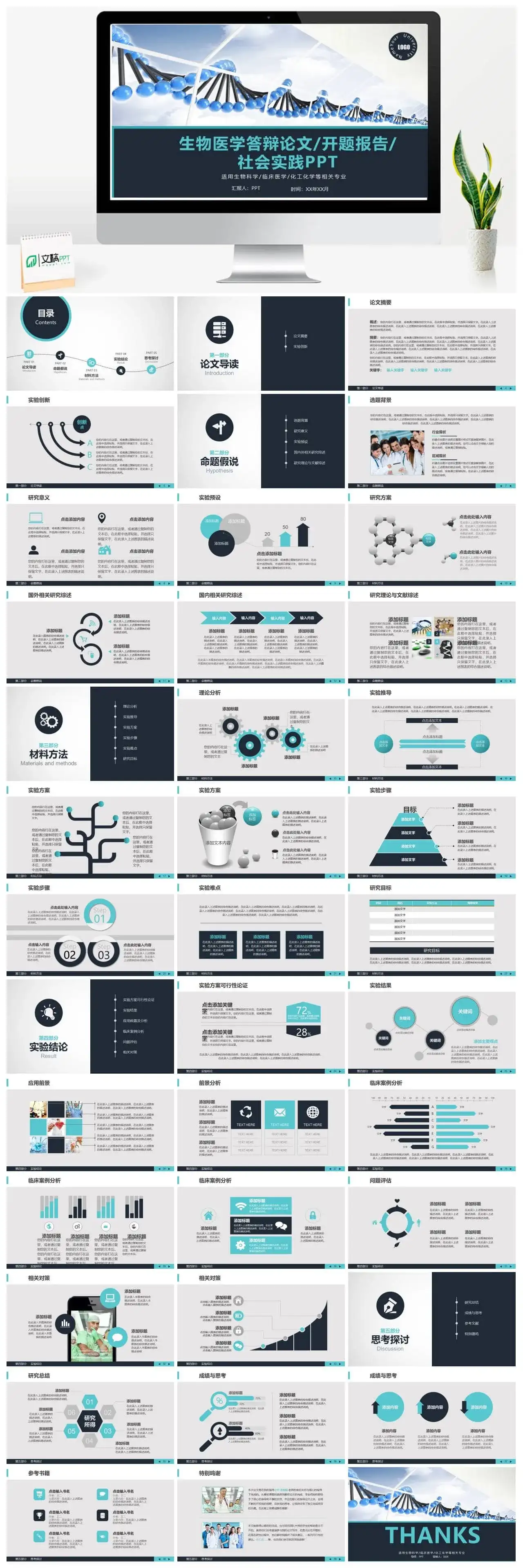 生物医学论文答辩开题报告PPT模板