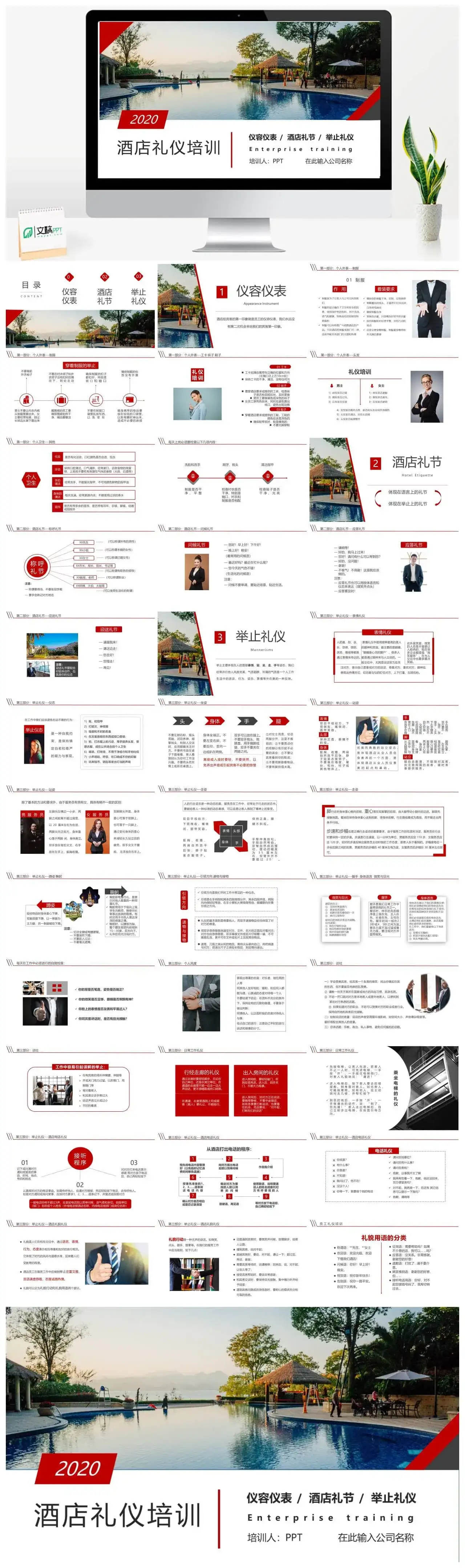 商务风酒店礼仪培训PPT模板