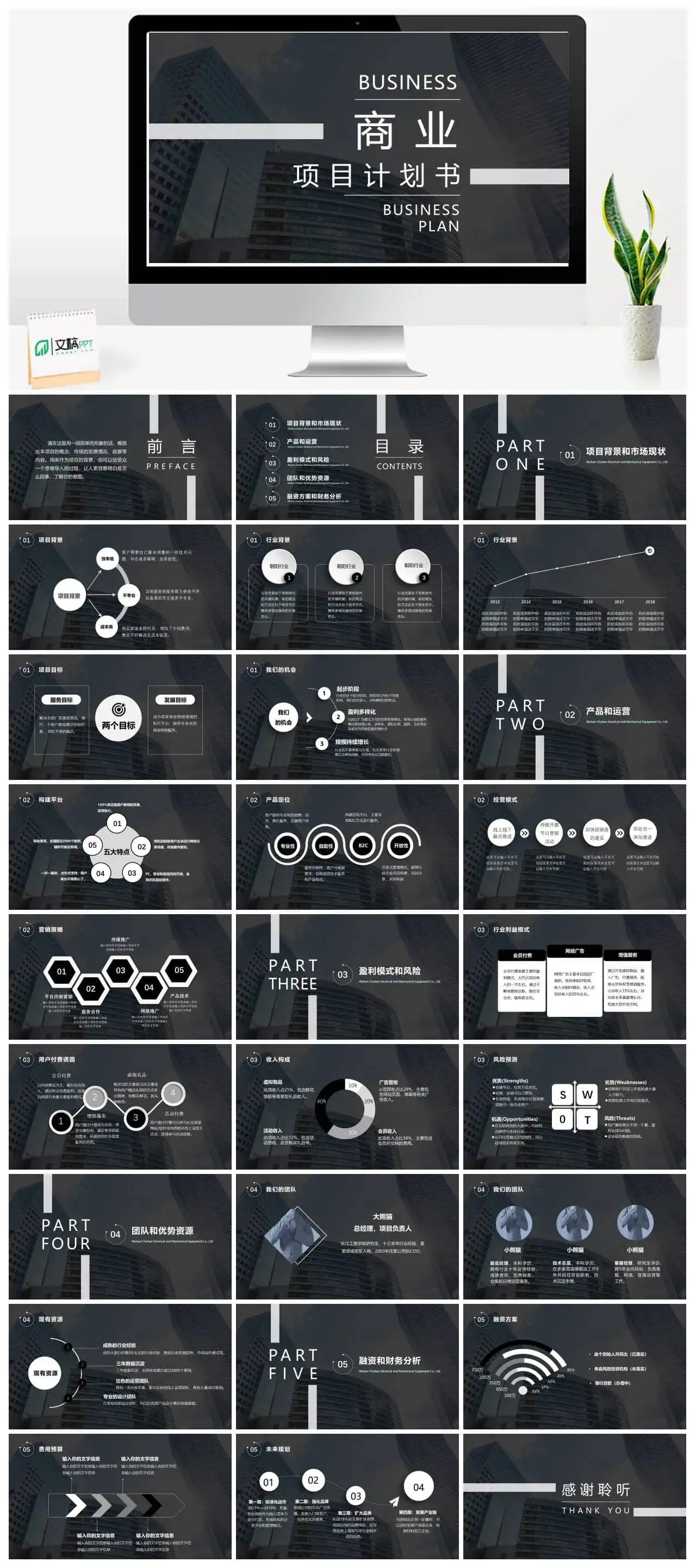 大气商务风商业项目融资计划书PPT模板