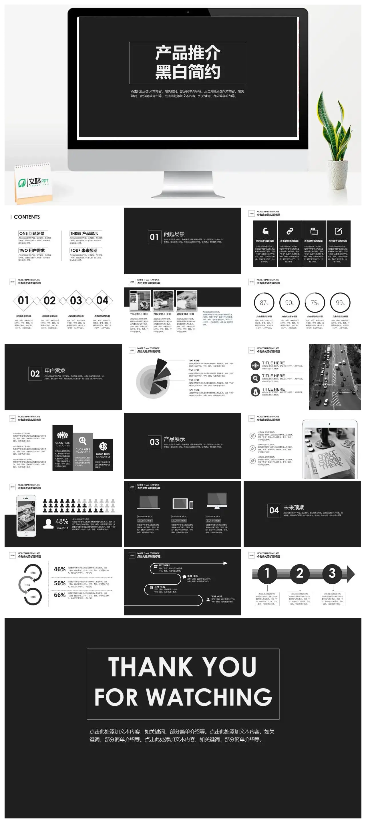 黑白简约产品发布PPT模板