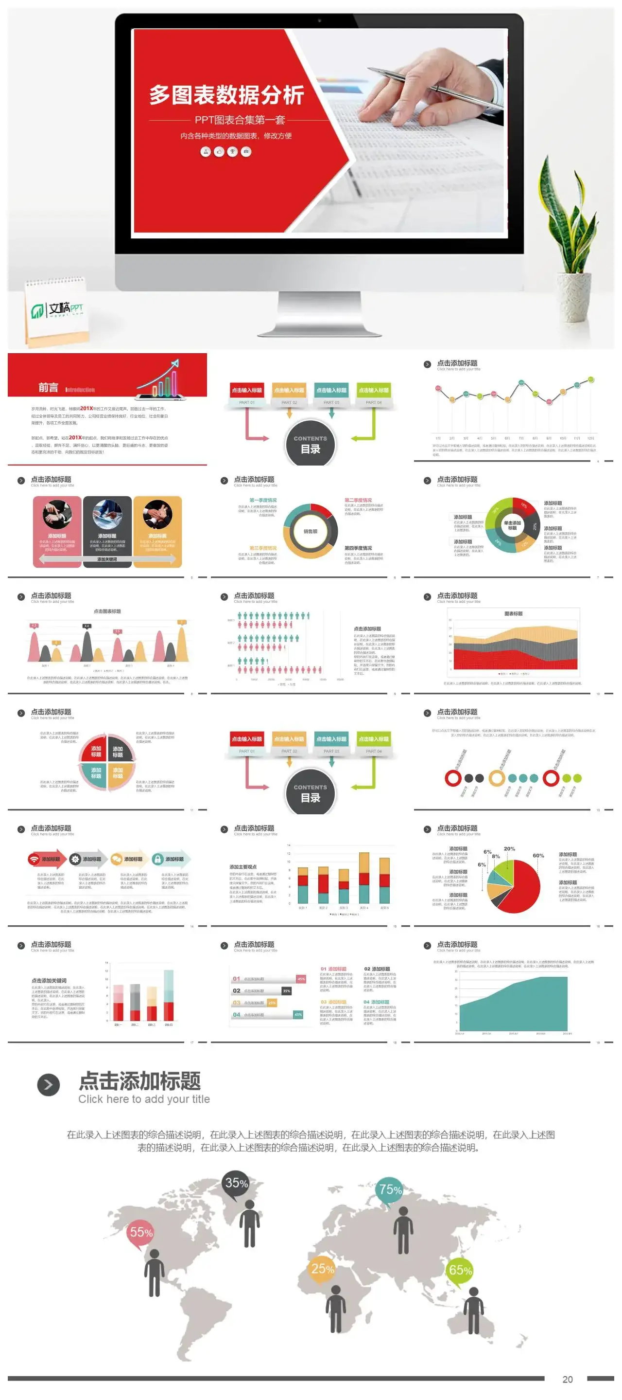 财务报告数据分析多图表PPT模板