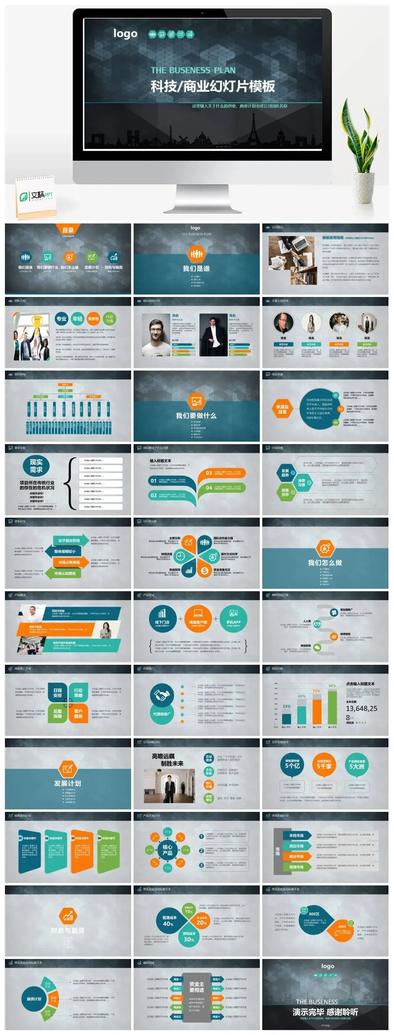 商业公司团队建设简介PPT模板