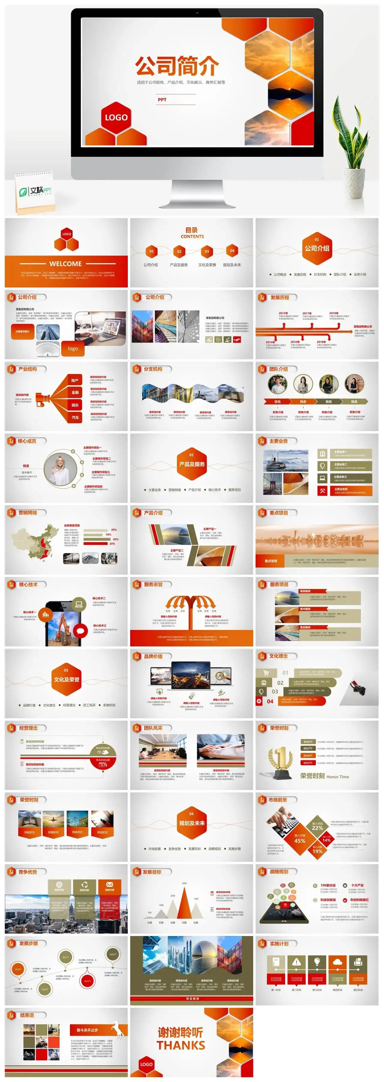 架构完整公司简介产品展示品牌介绍PPT模板