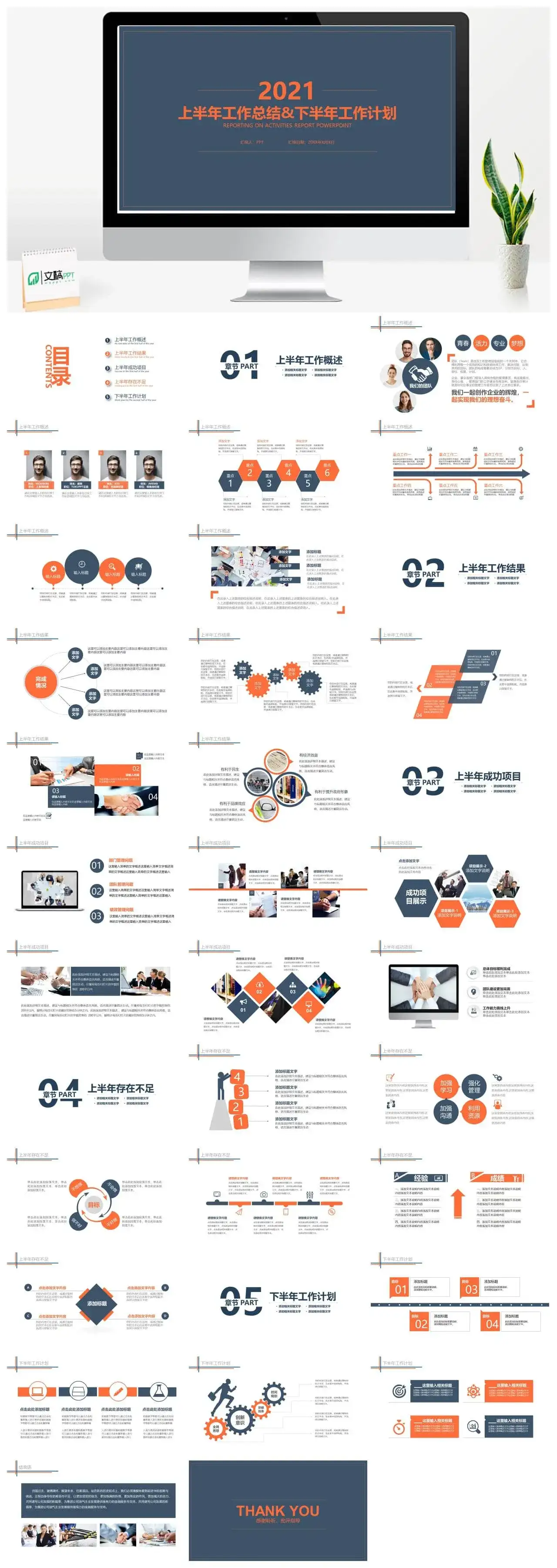  2021上半年工作总结年中总结PPT模板PPT幻灯片