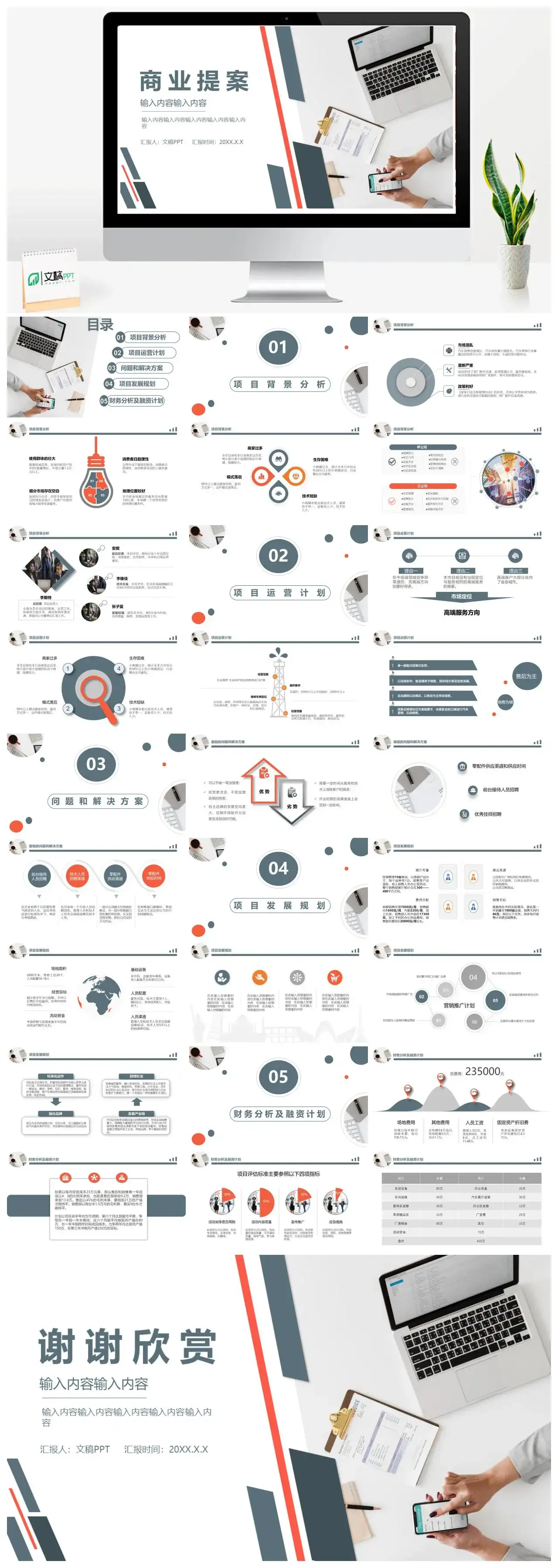 简约风商业项目计划书PPT模板
