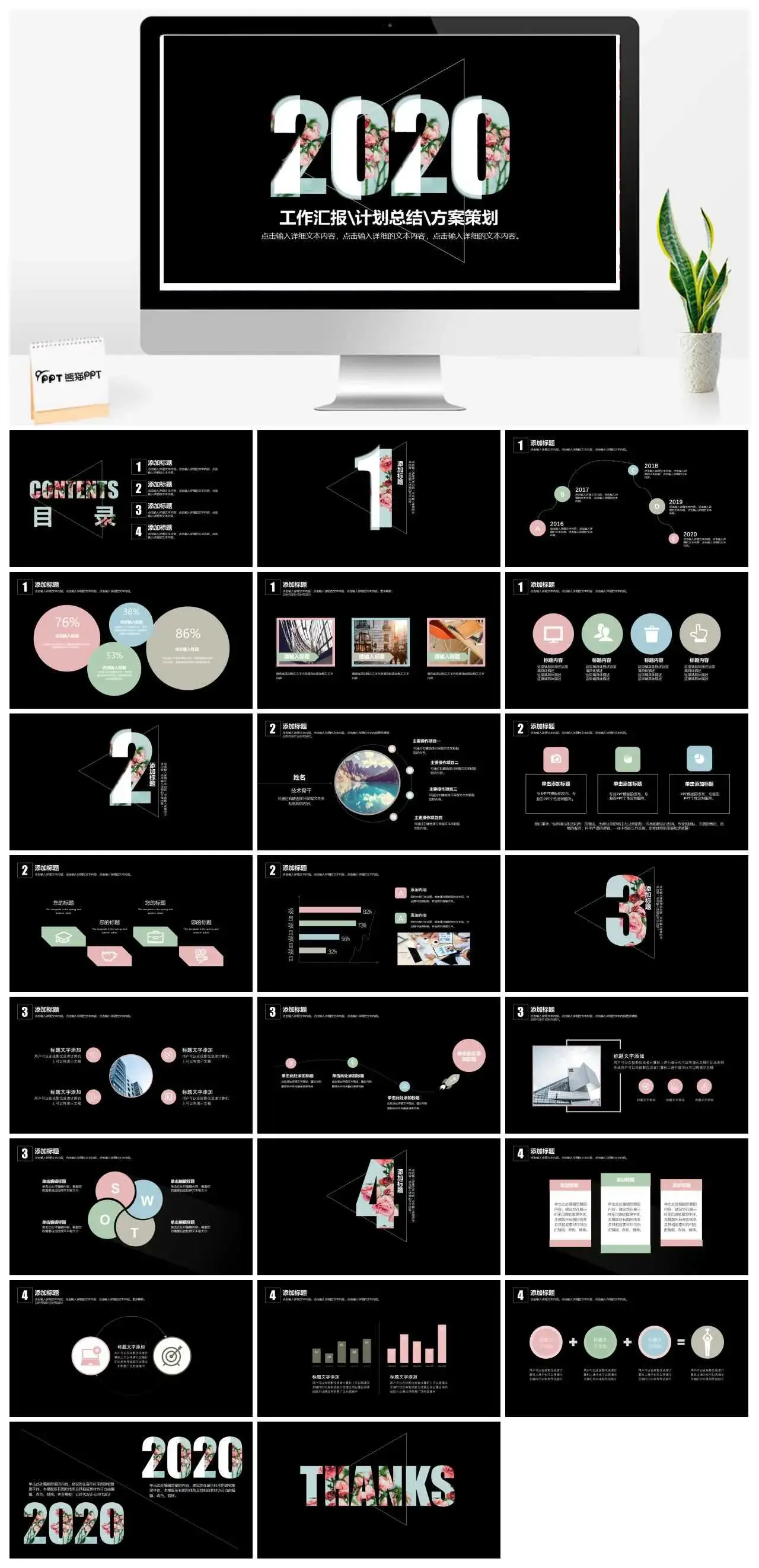 微粒体简约互联网述职报告PPT模板