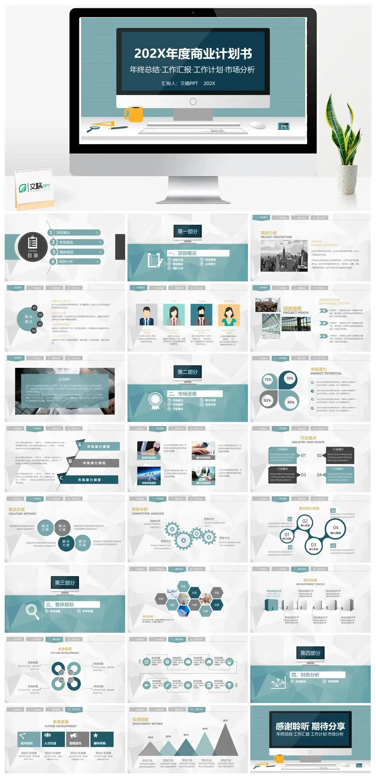 绿色商务商业计划书PPT模板