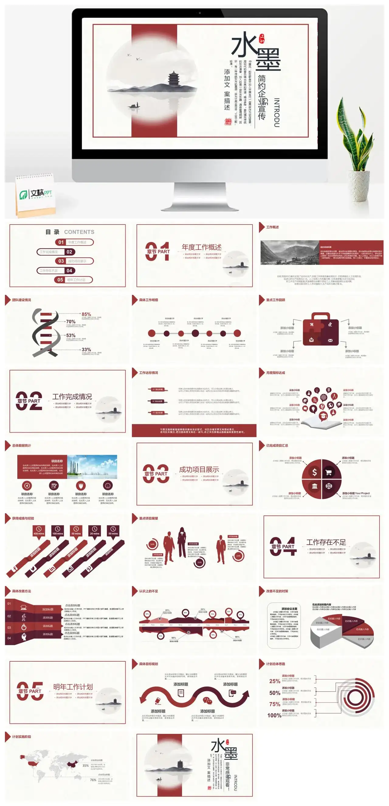 简约企业宣传主题PPT模板