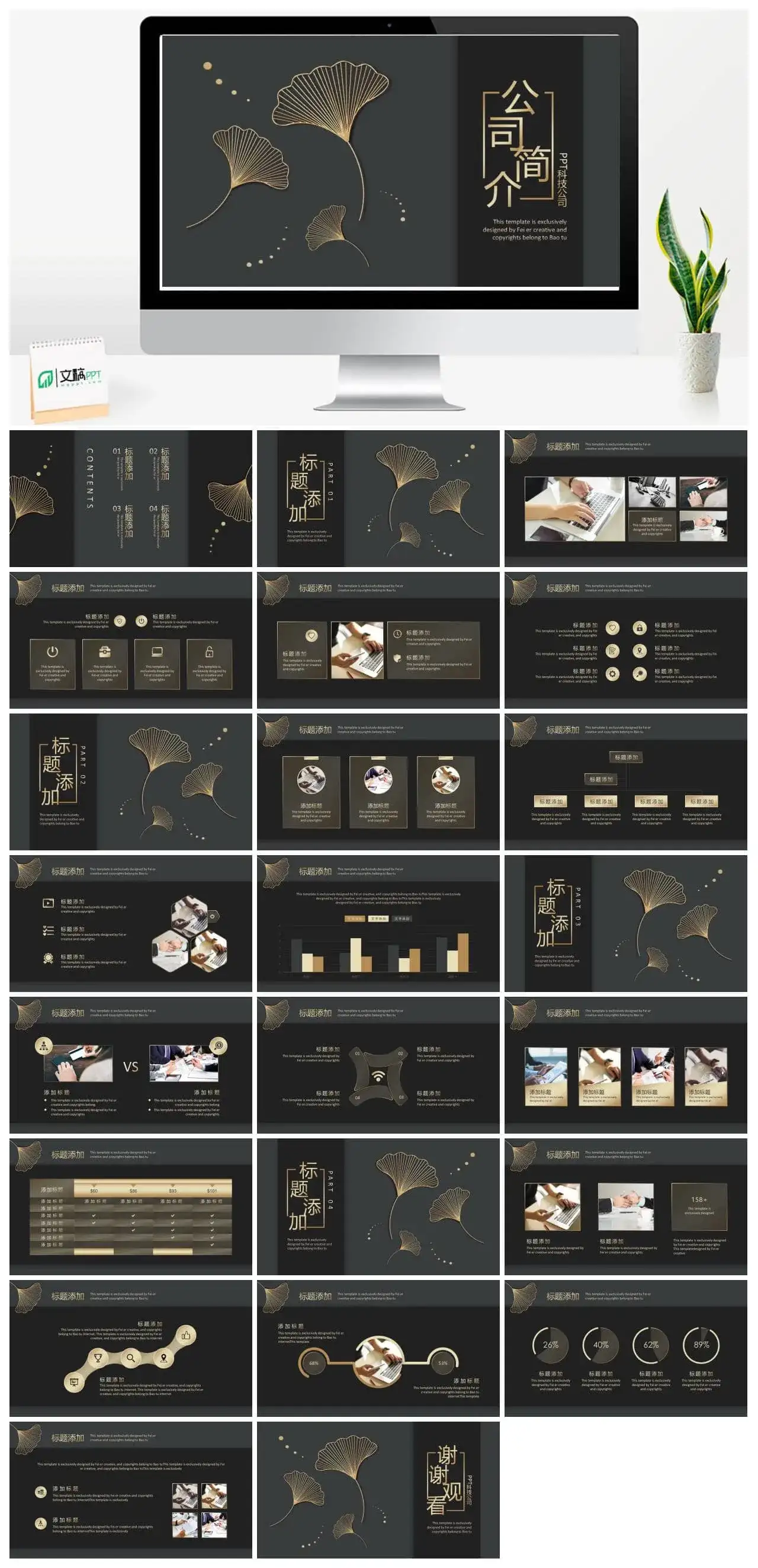 商务黑金公司简介PPT模板