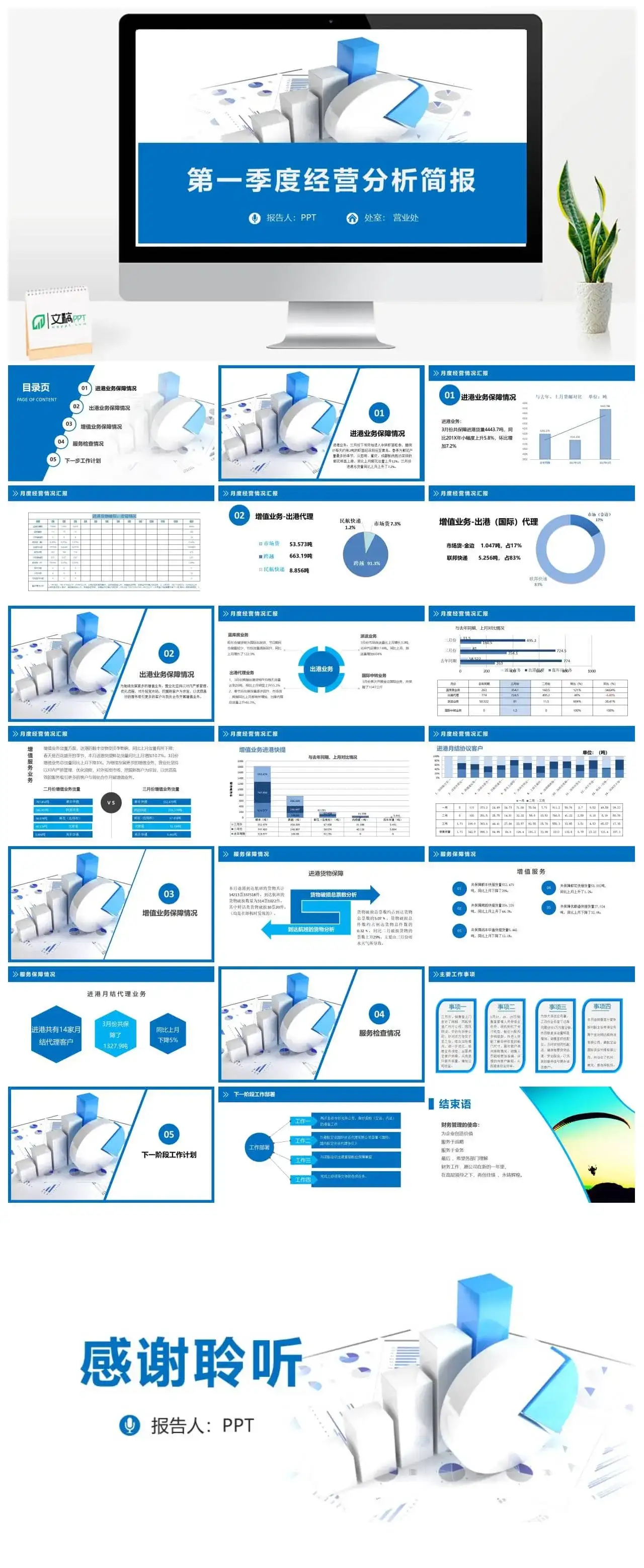 大气第一季度总结工作汇报PPT模板PPT幻灯片