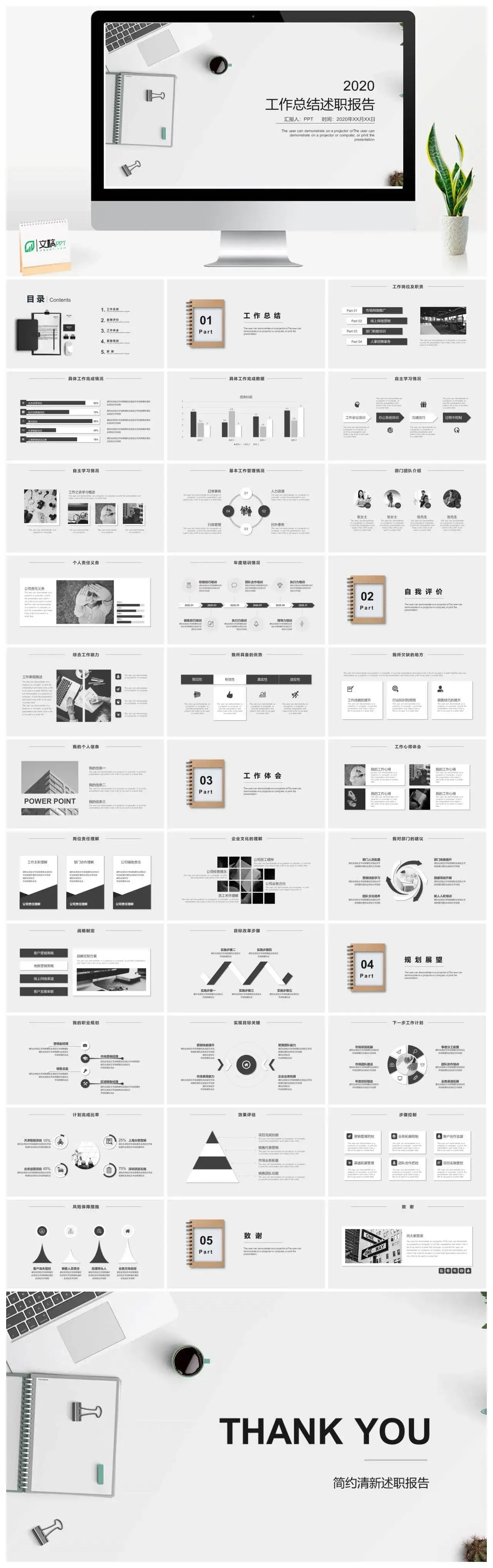 办公桌面述职报告PPT模板