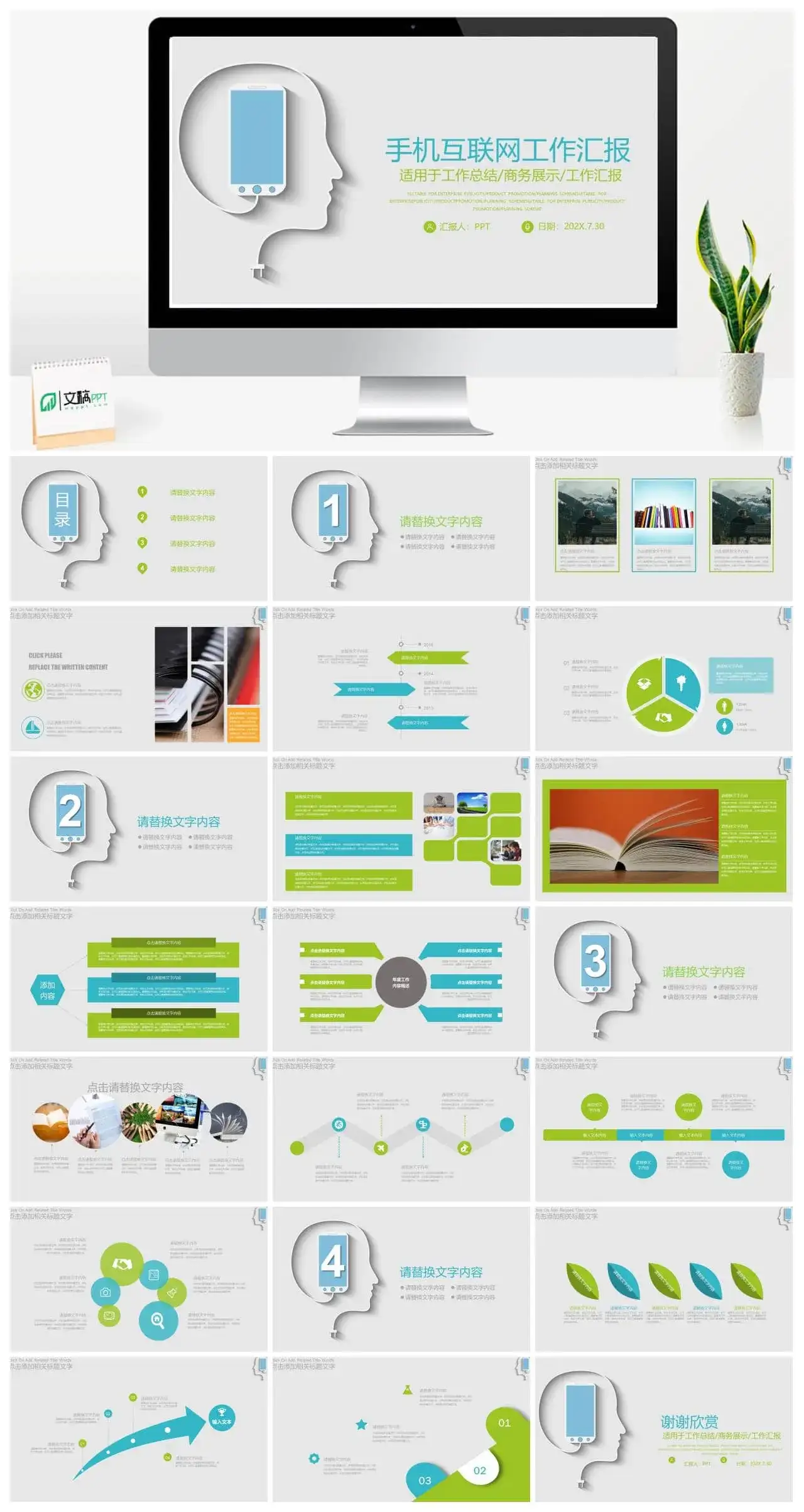 手机互联网商务工作汇报总结PPT模板