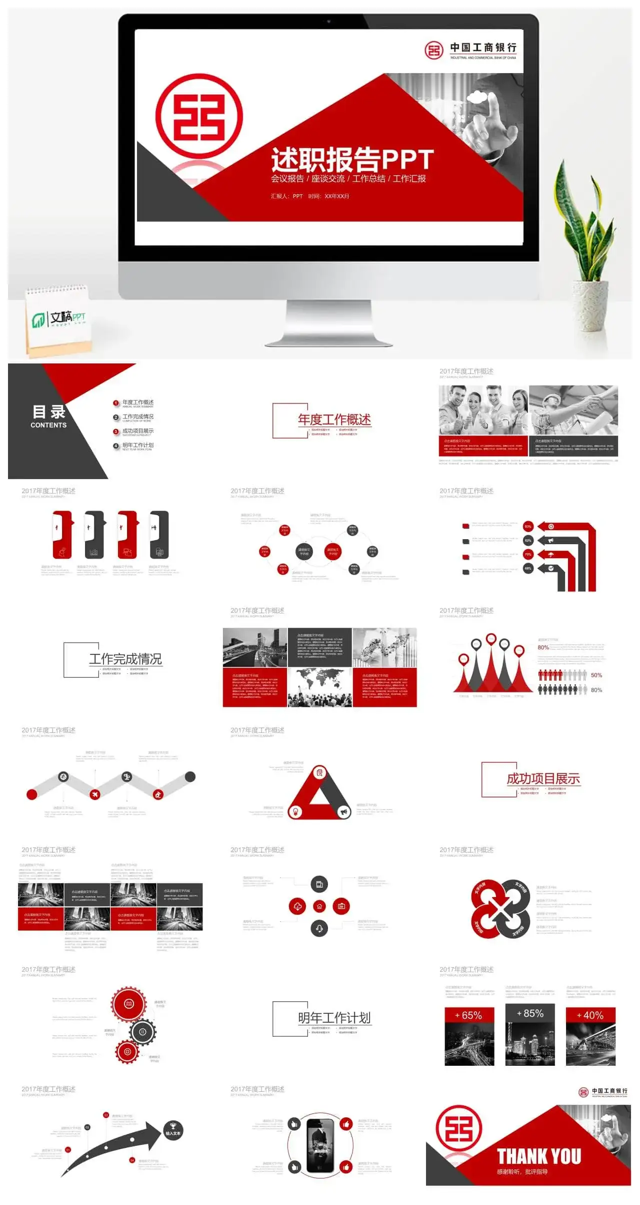 工商银行述职报告PPT模板