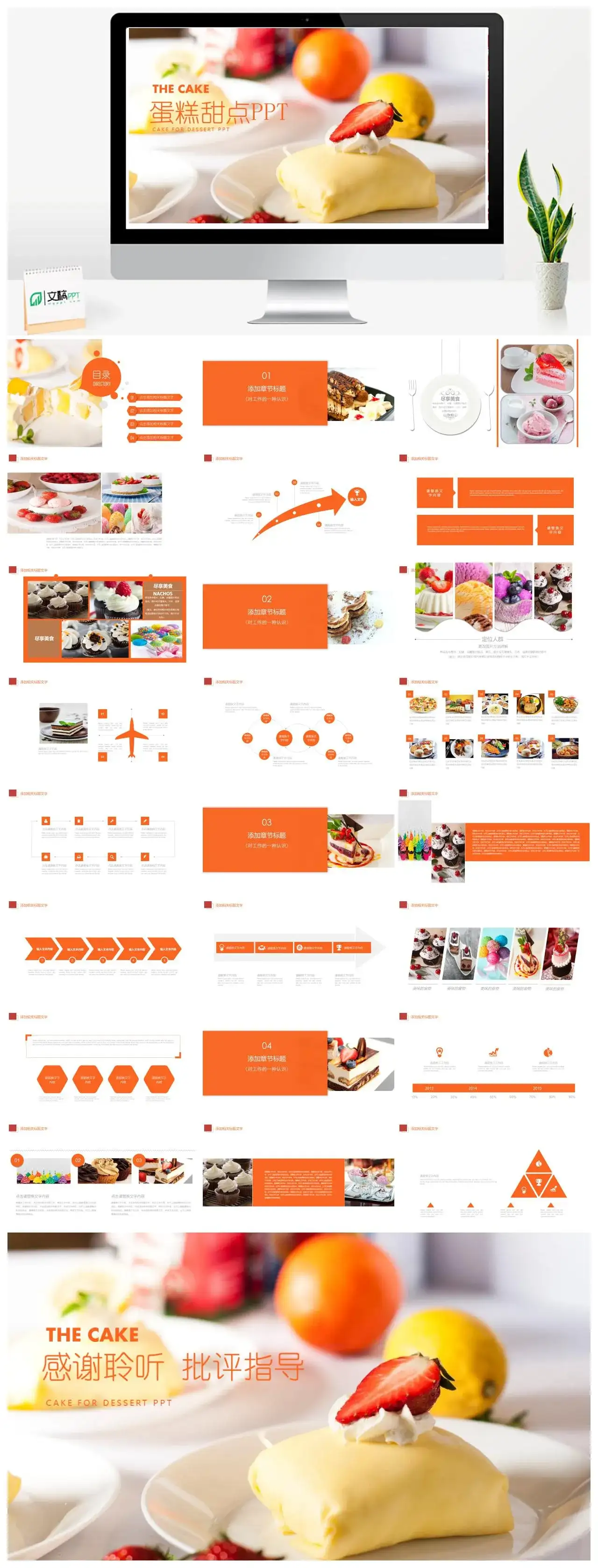 蛋糕甜点主题品牌推广工作汇报PPT模板