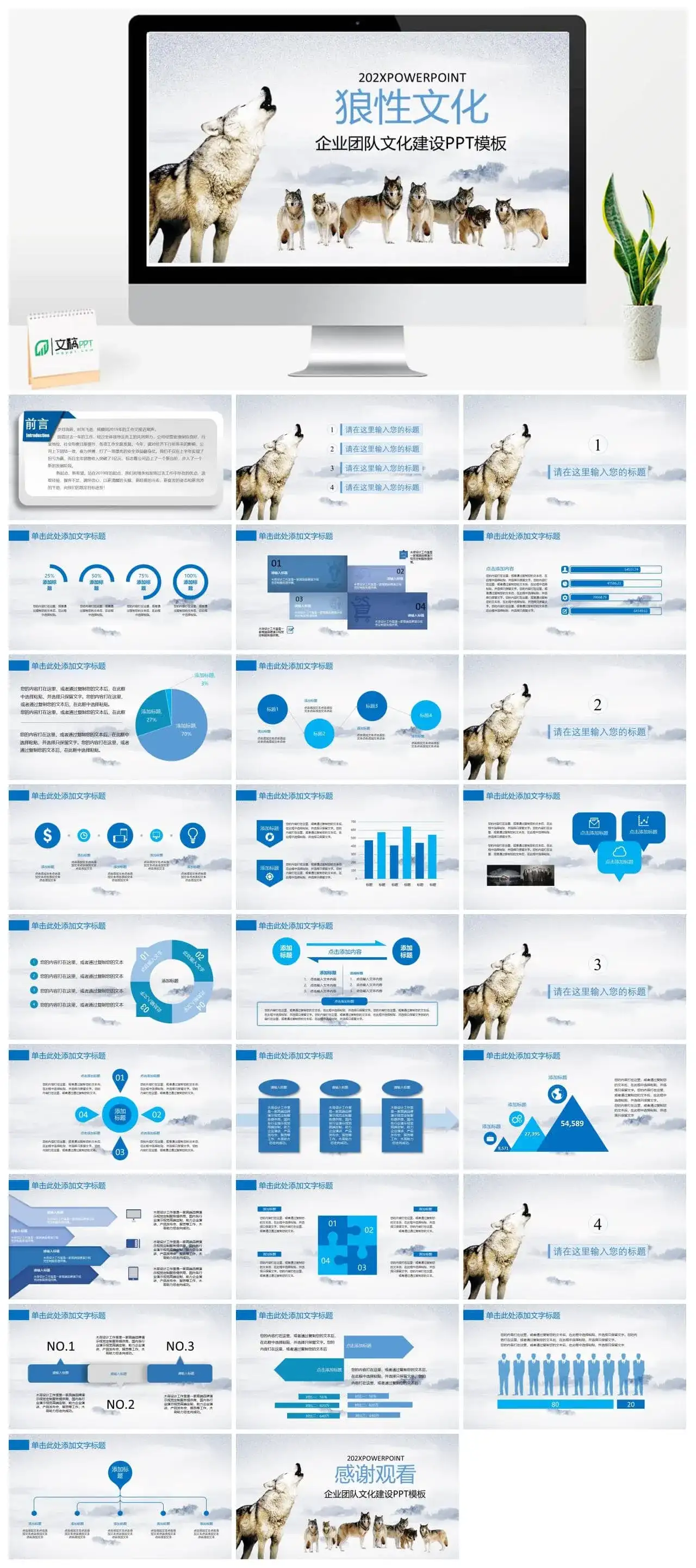 企业团队202X狼性文化文化建设PPT模板