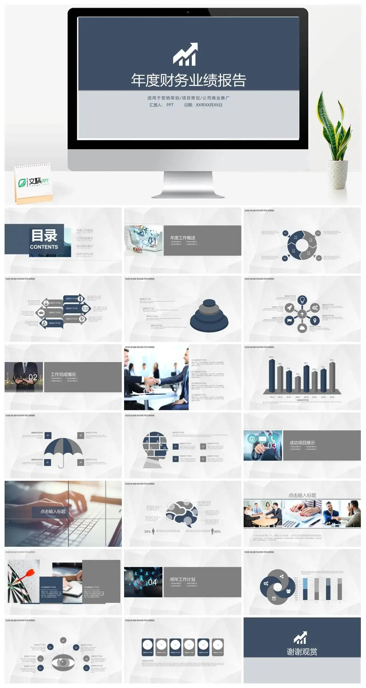 年度财务业绩报告公司商业推广PPT模板