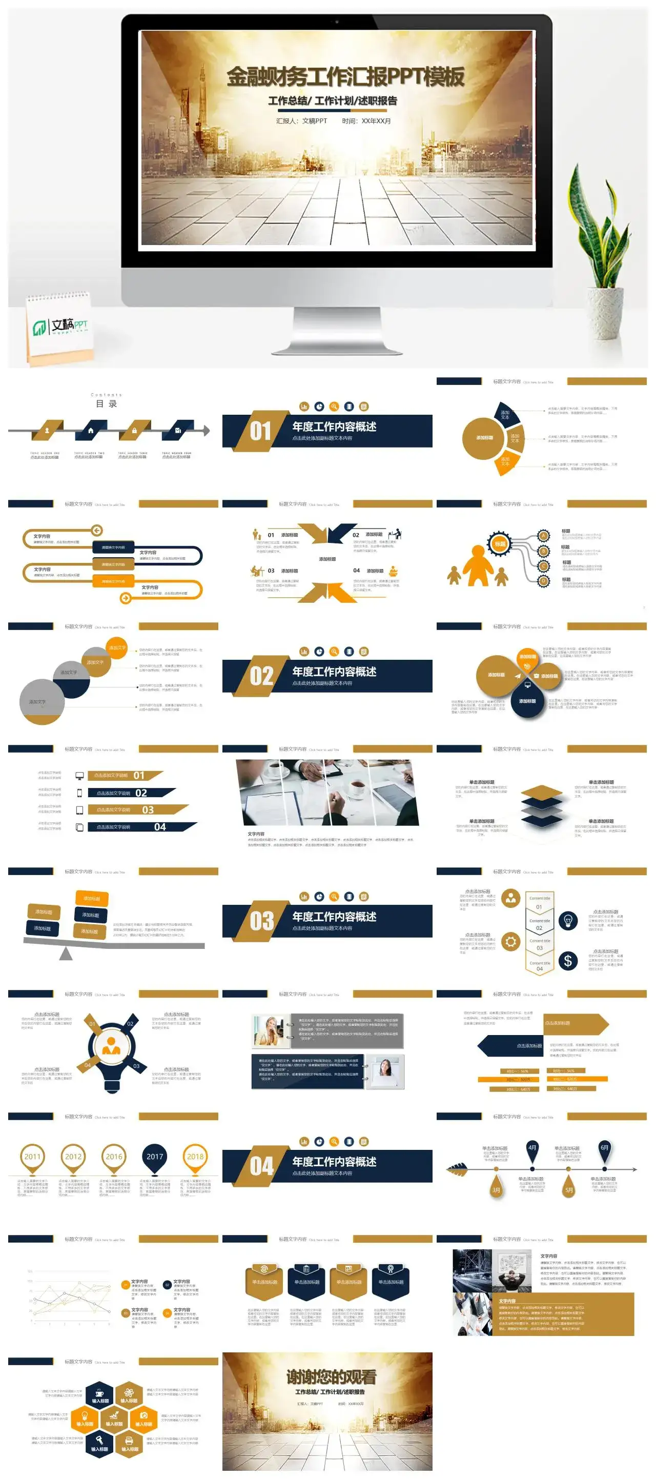 金色金融财务工作汇报述职报告PPT模板