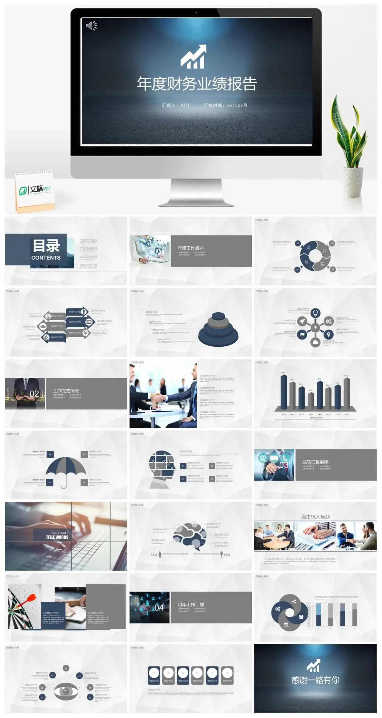 年度财务业绩分析报告PPT模板