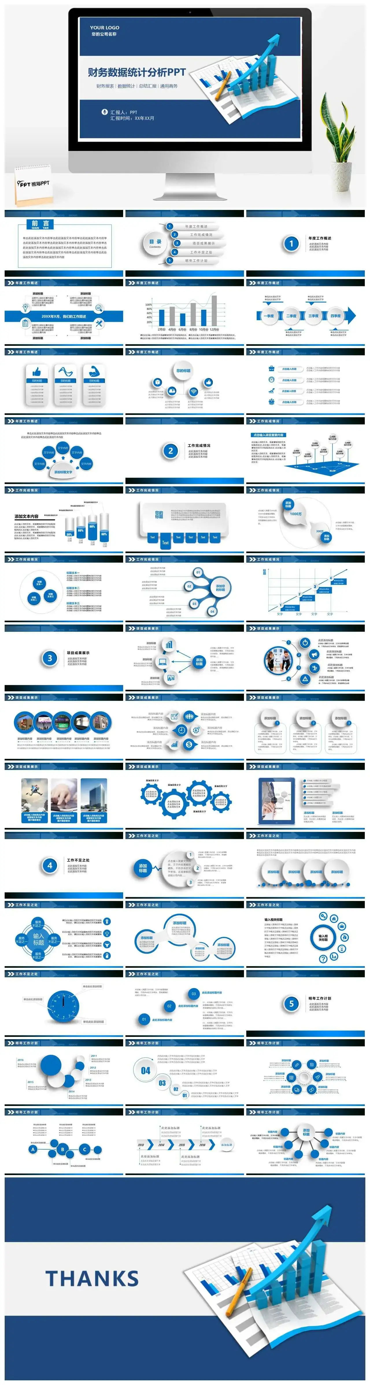 财务数据统计分析总结报告PPT模板