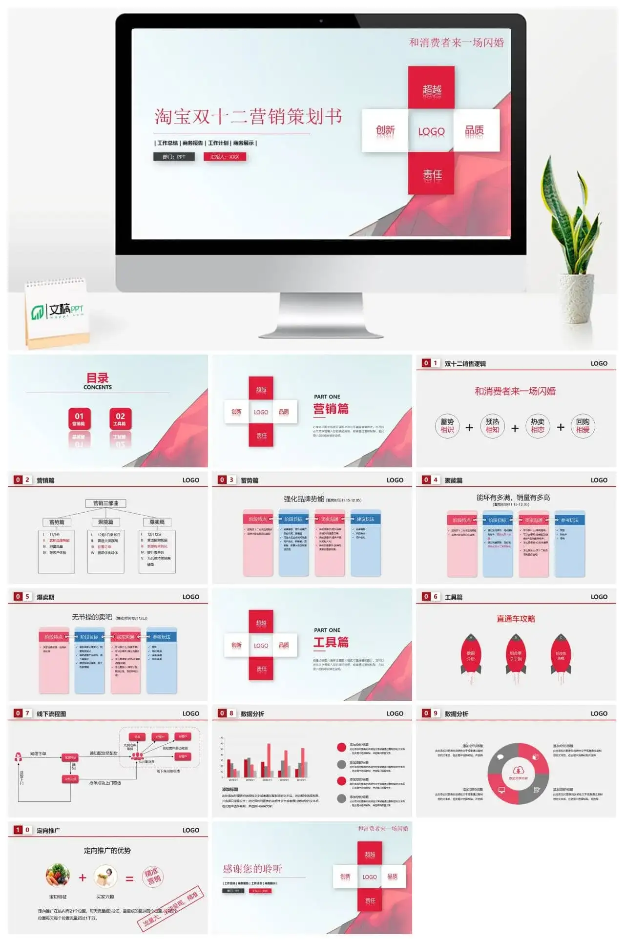 淘宝双十二公司营销活动策划书PPT模板