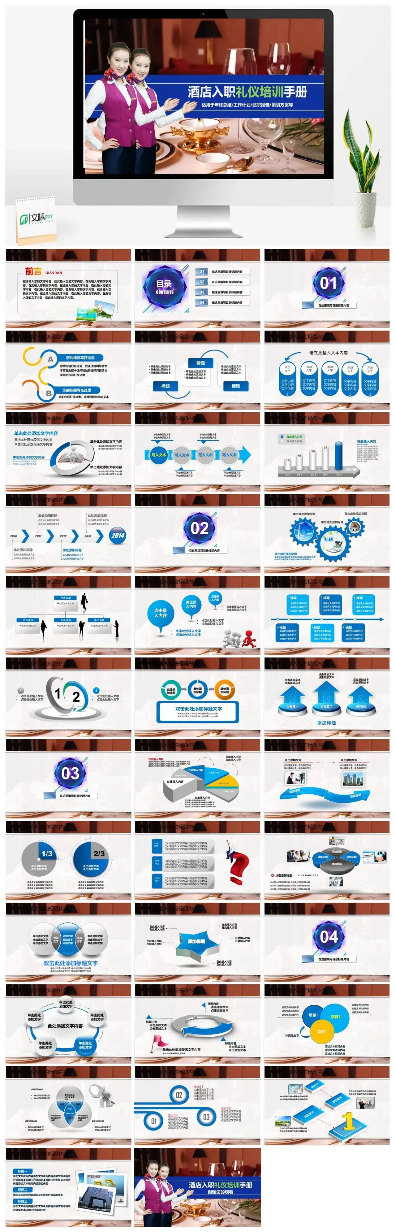 实用商务酒店员工入职礼仪培训策划方案PPT模板