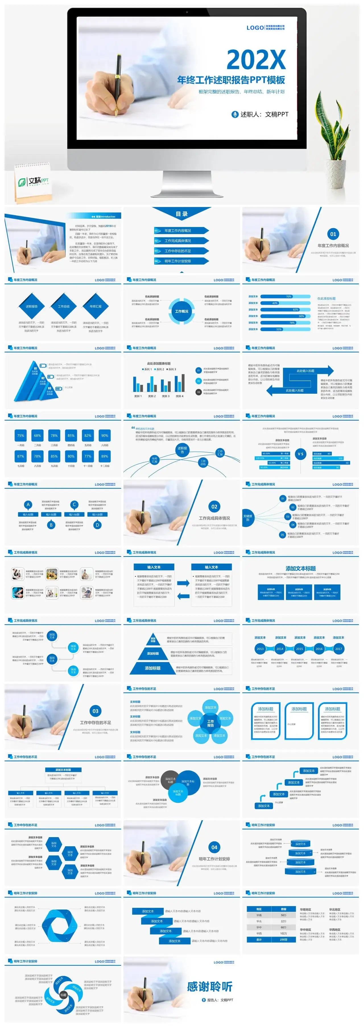简洁实用商务年终个人总结述职报告PPT模板