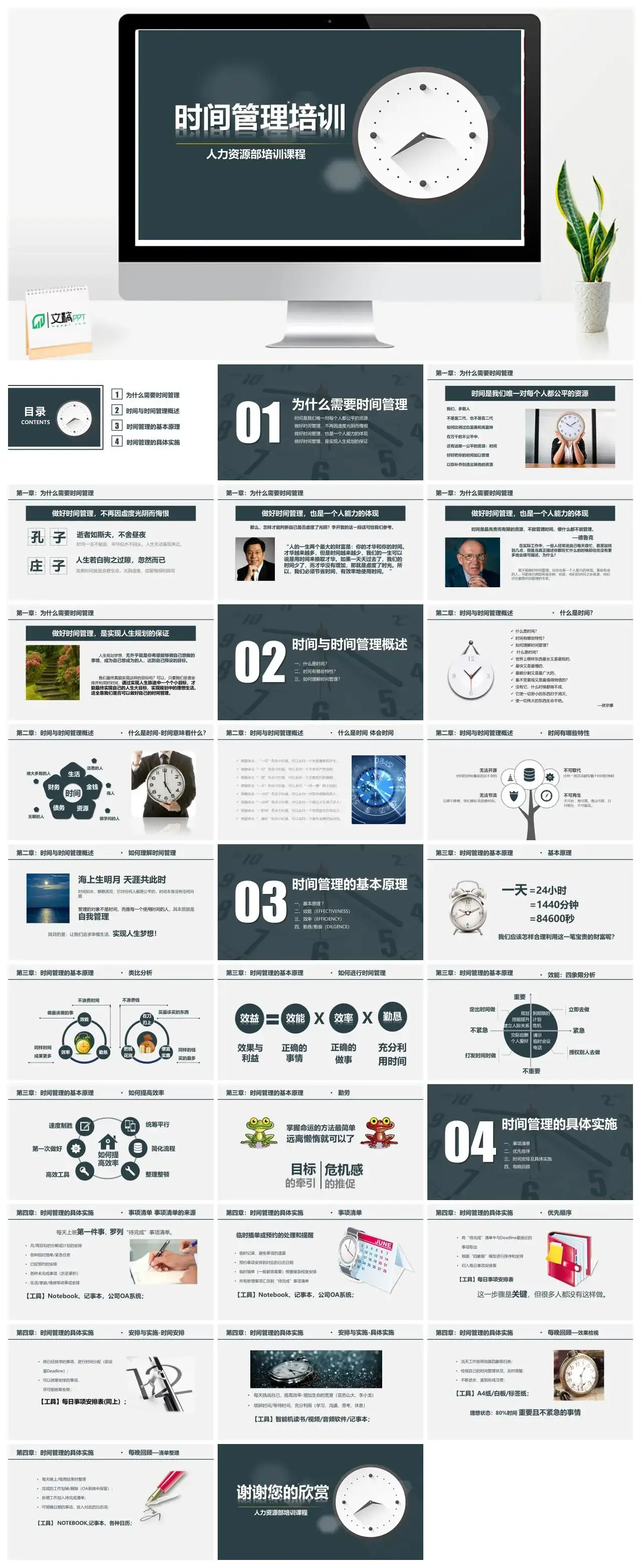 简约大气人力资源部培训时间管理培训PPT模板