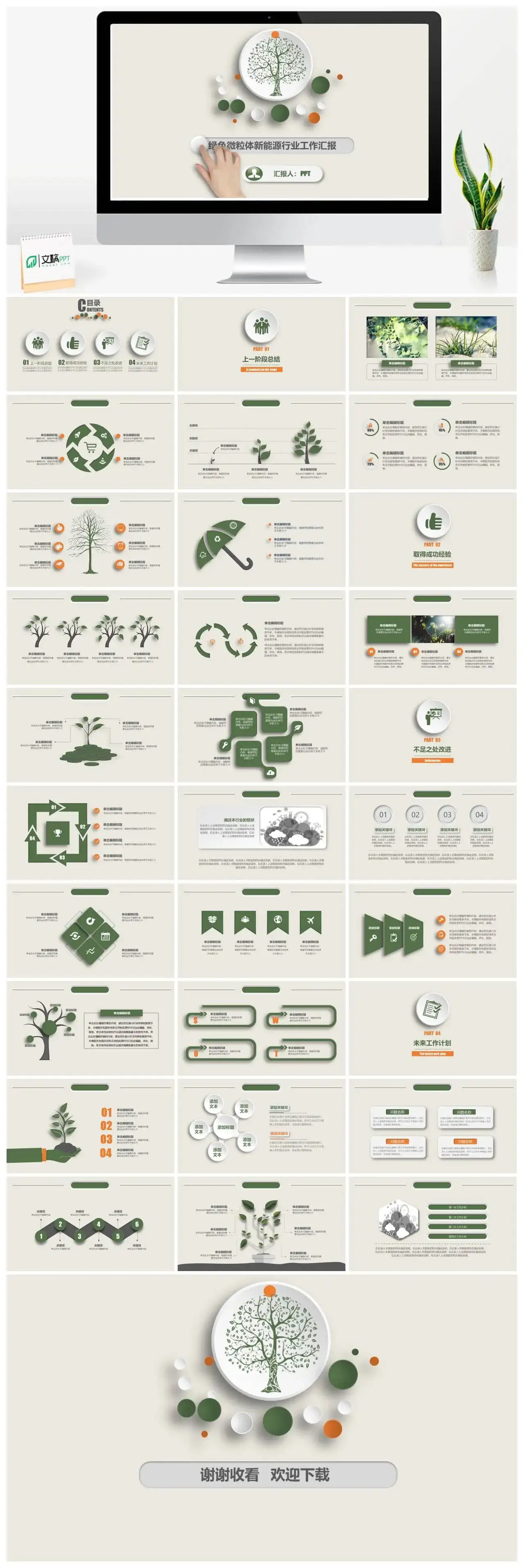 微粒体环保行业工作汇报工作总结PPT模板素材下载