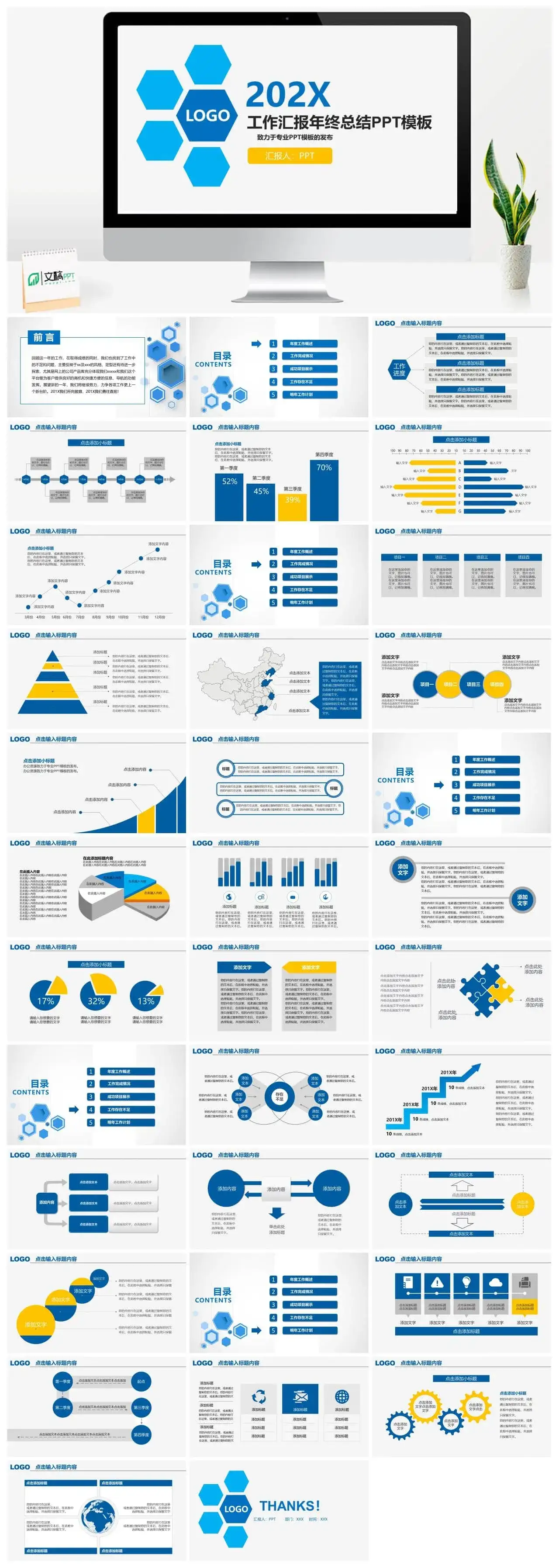 商务时尚简约述职报告年终总结工作汇报PPT模板