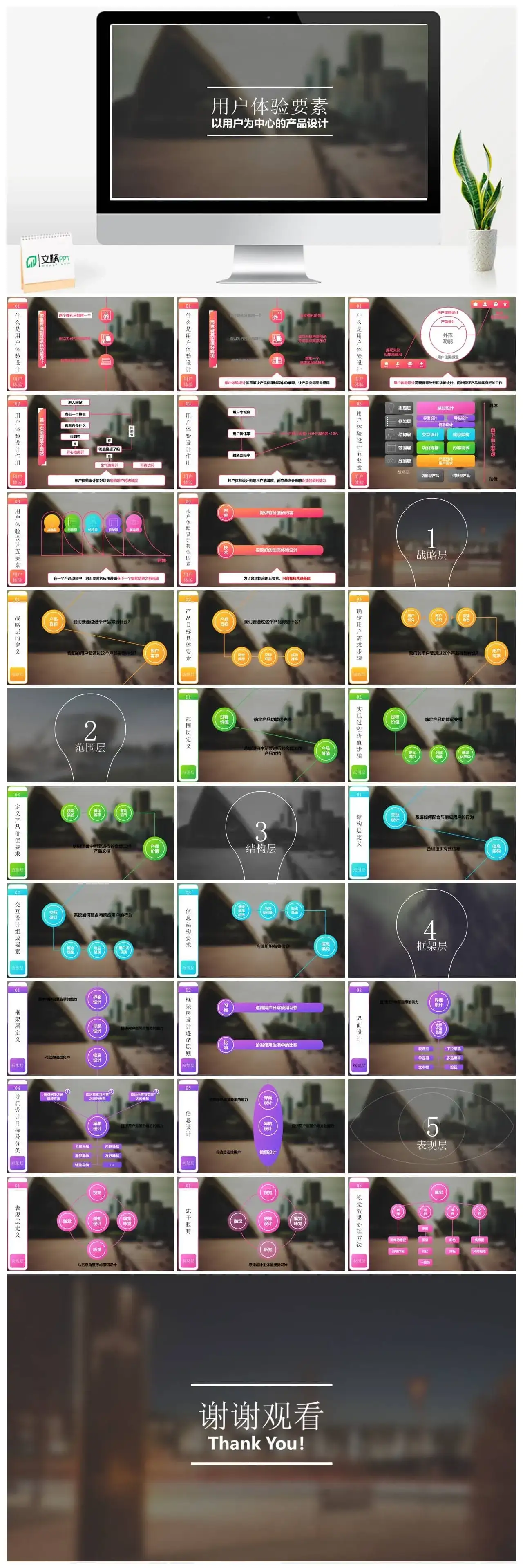 清新简约大气产品设计发布宣传PPT模板素材下载