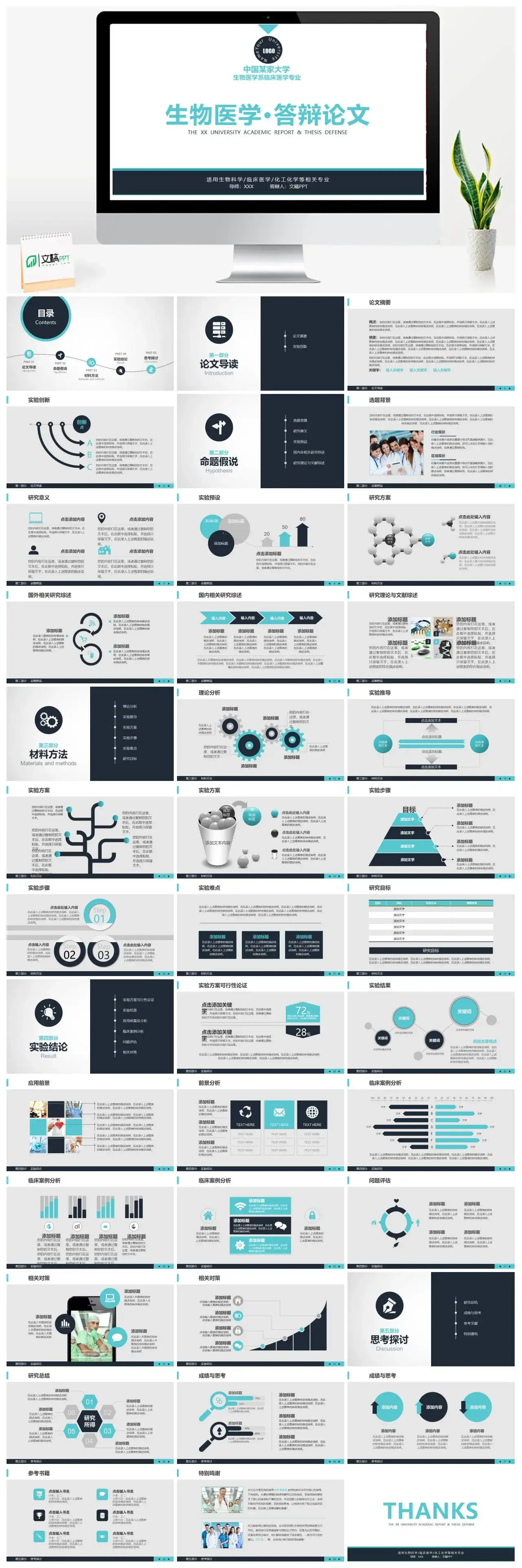 简约大气生物医学毕业答辩论文PPT模板