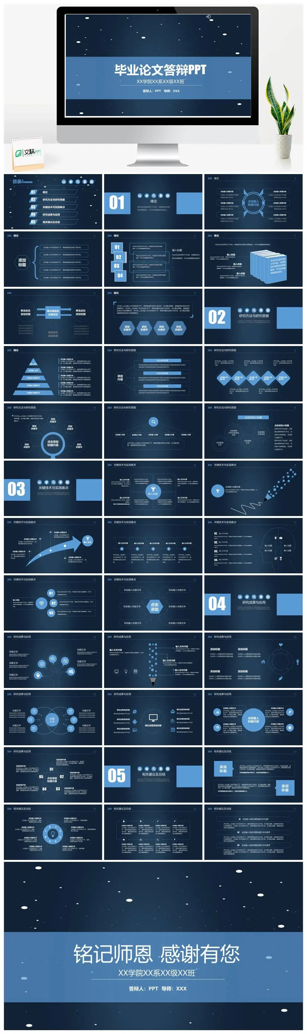 学生毕业专业论文学术答辩PPT模板