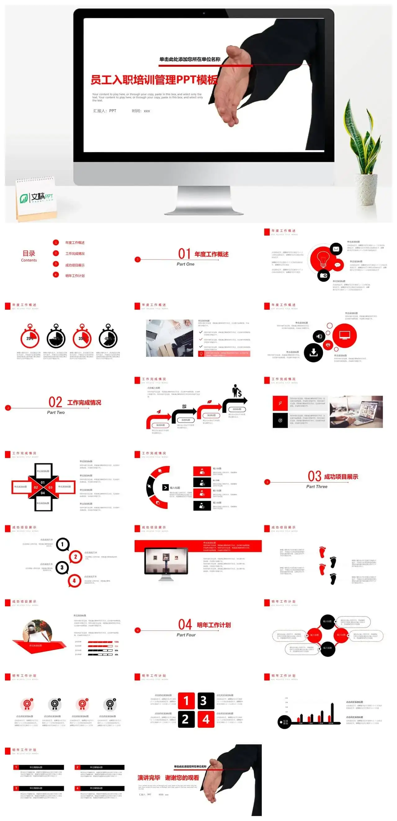 大气商务员工入职培训课件PPT模板