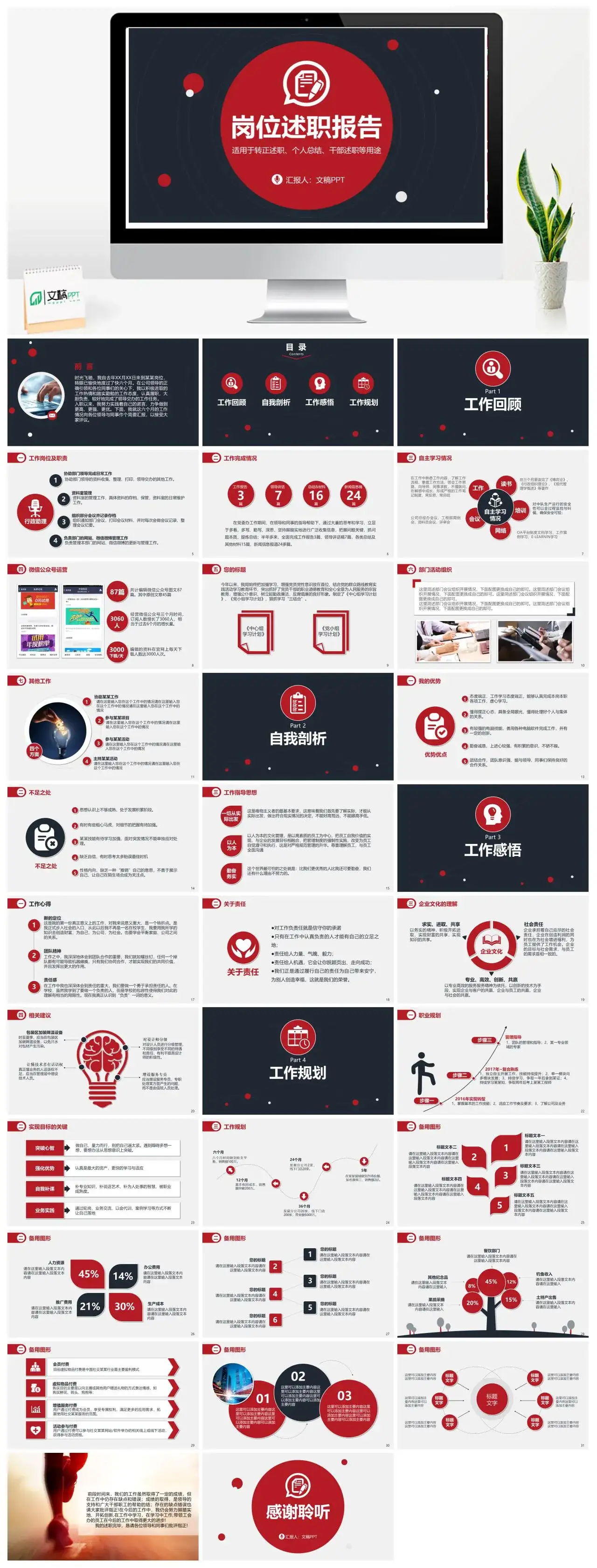 精美个人岗位述职报告PPT模板素材下载 精美个人岗位述职报告PPT模板素材下载