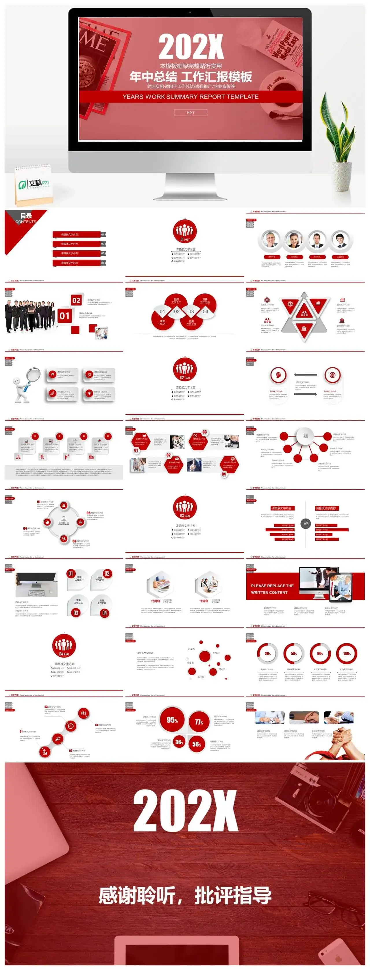 年终总结商务汇报通用演示PPT模板素材下载