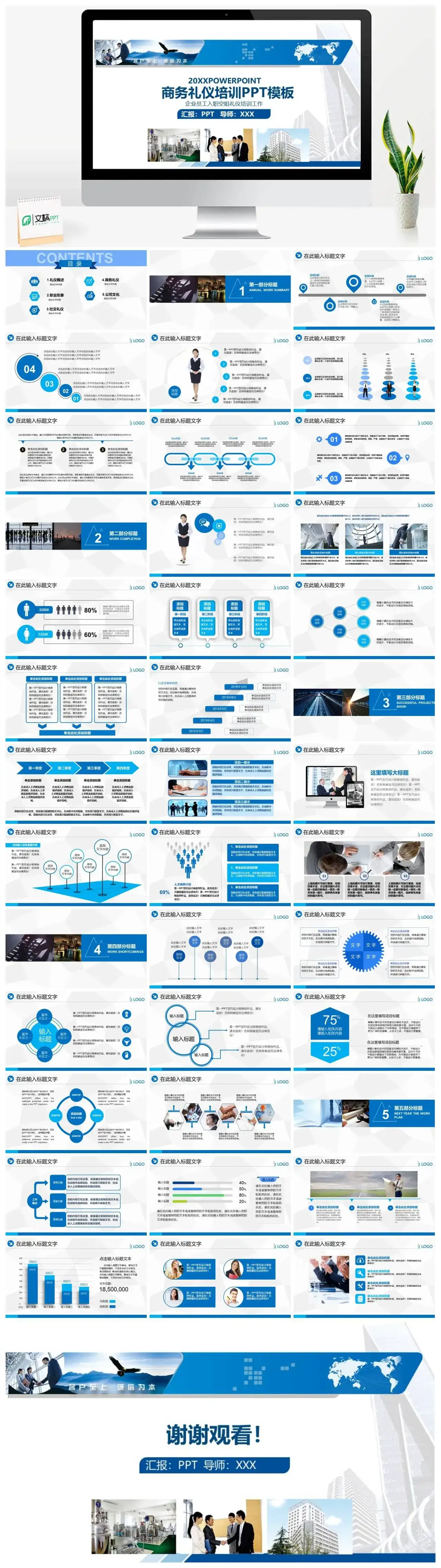 企业员工入职商务职业礼仪培训PPT模板