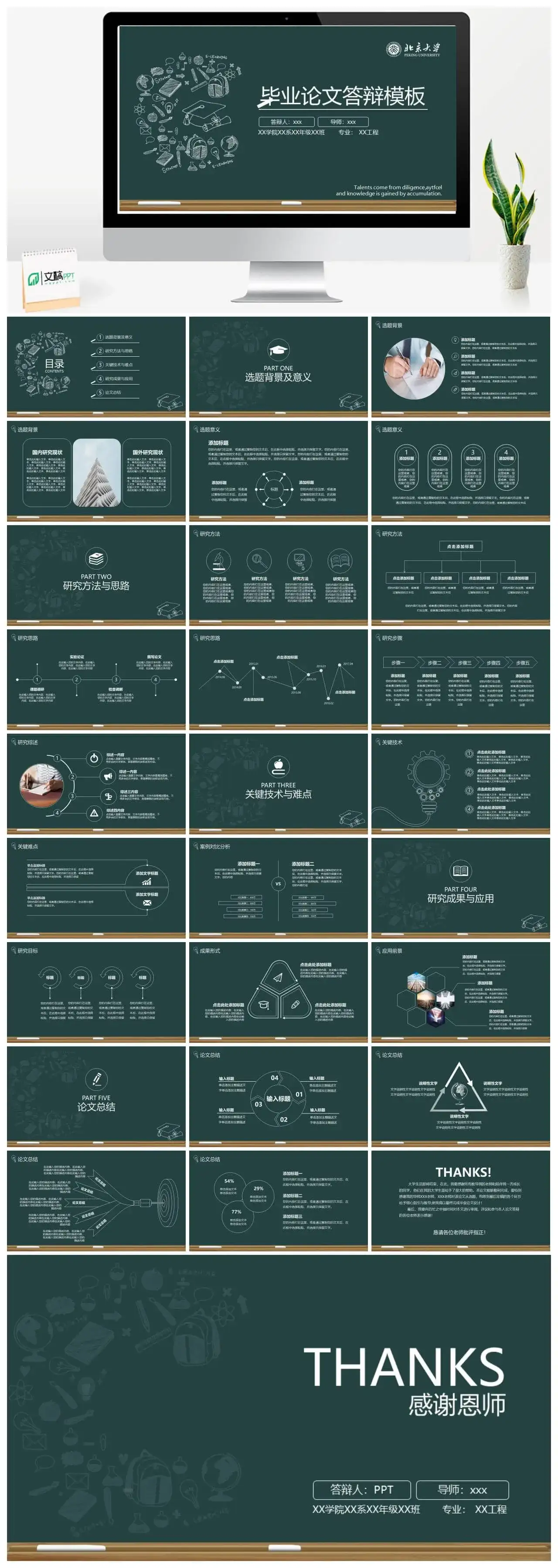 大学校园毕业论文答辩PPT模板
