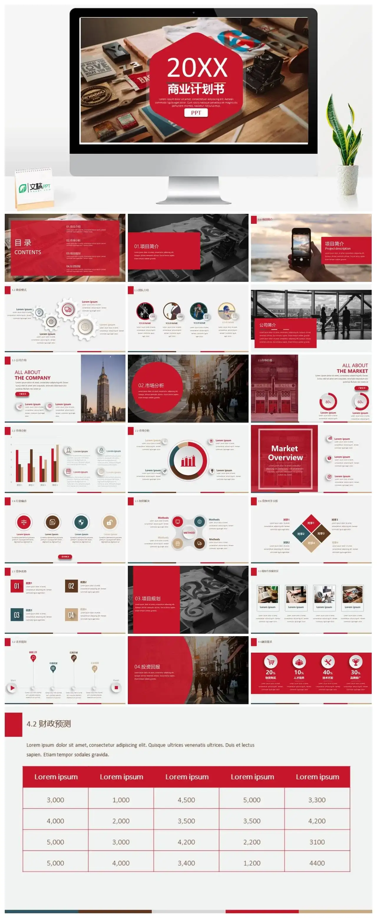 20XX欧美商务计划书计划总结PPT模板素材下载