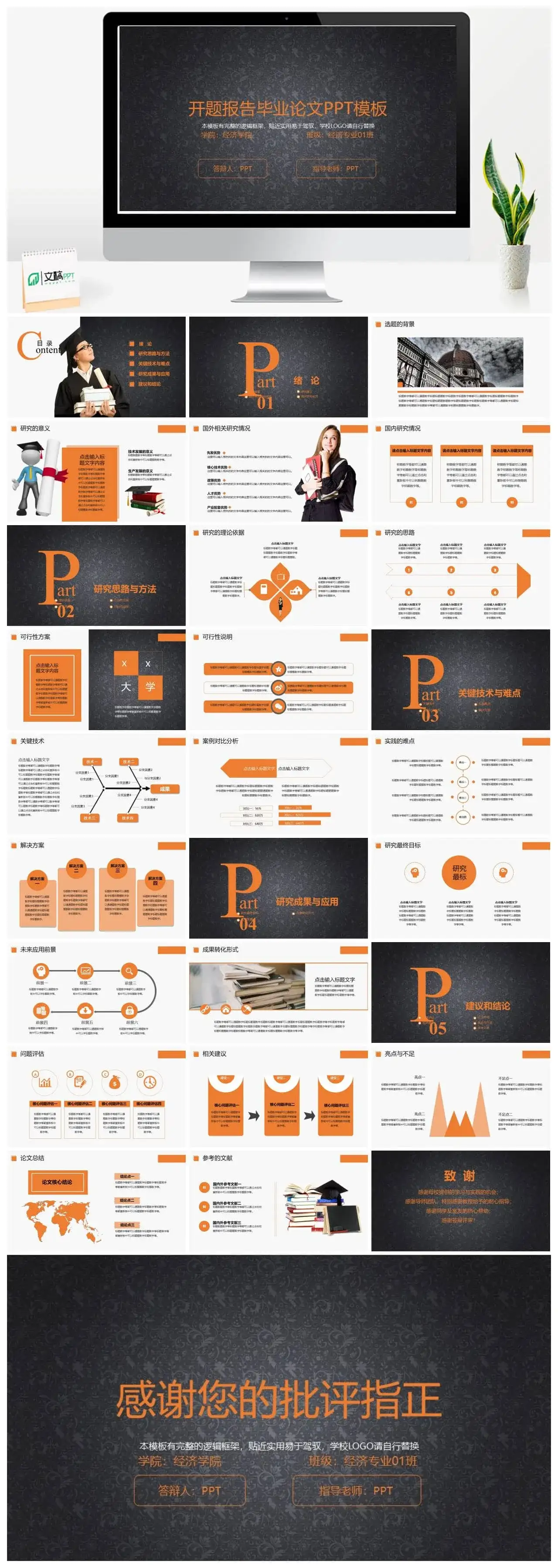 大学毕业论文开题报告PPT模板