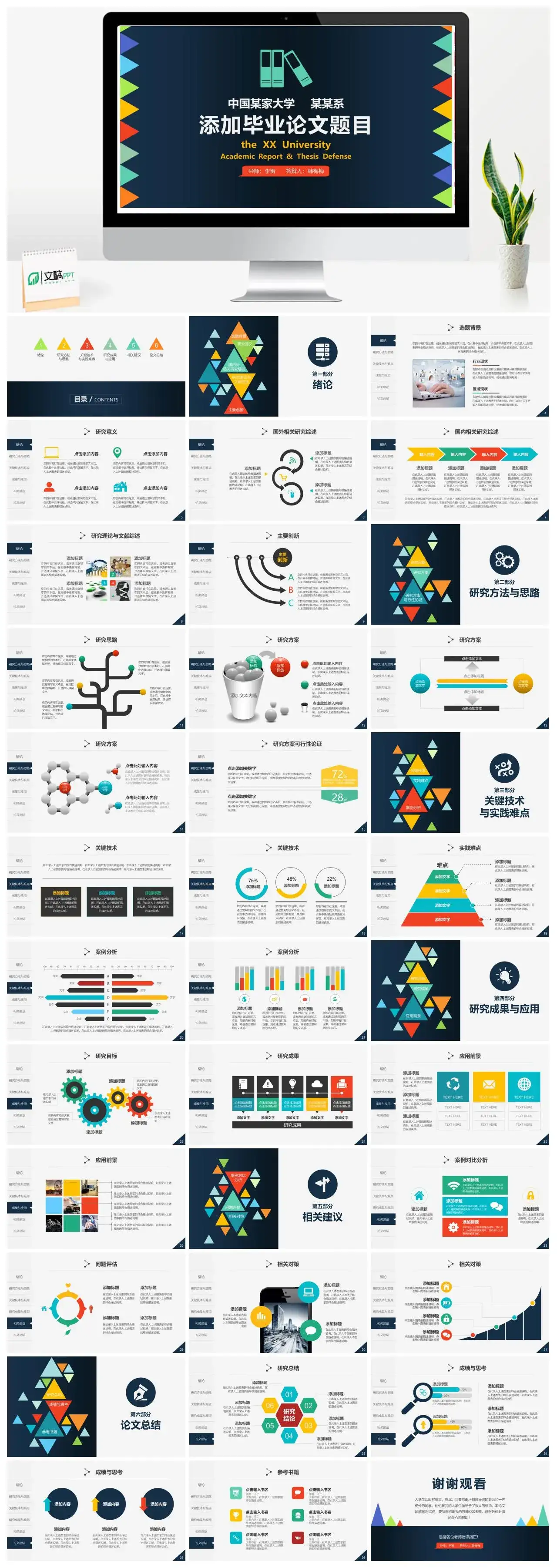 精美实用动态论文答辩PPT模板